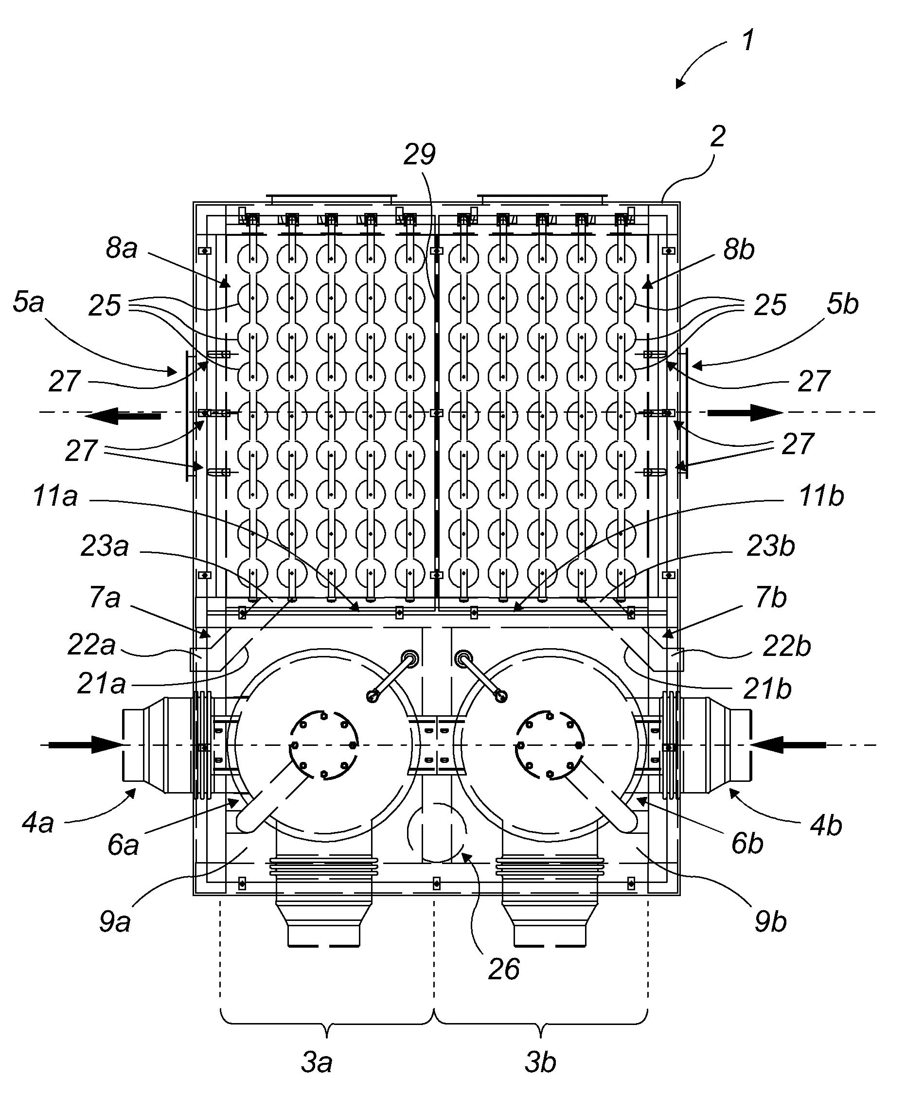 Caisson compact de traitement de fumees et installation de cremation comprenant le caisson