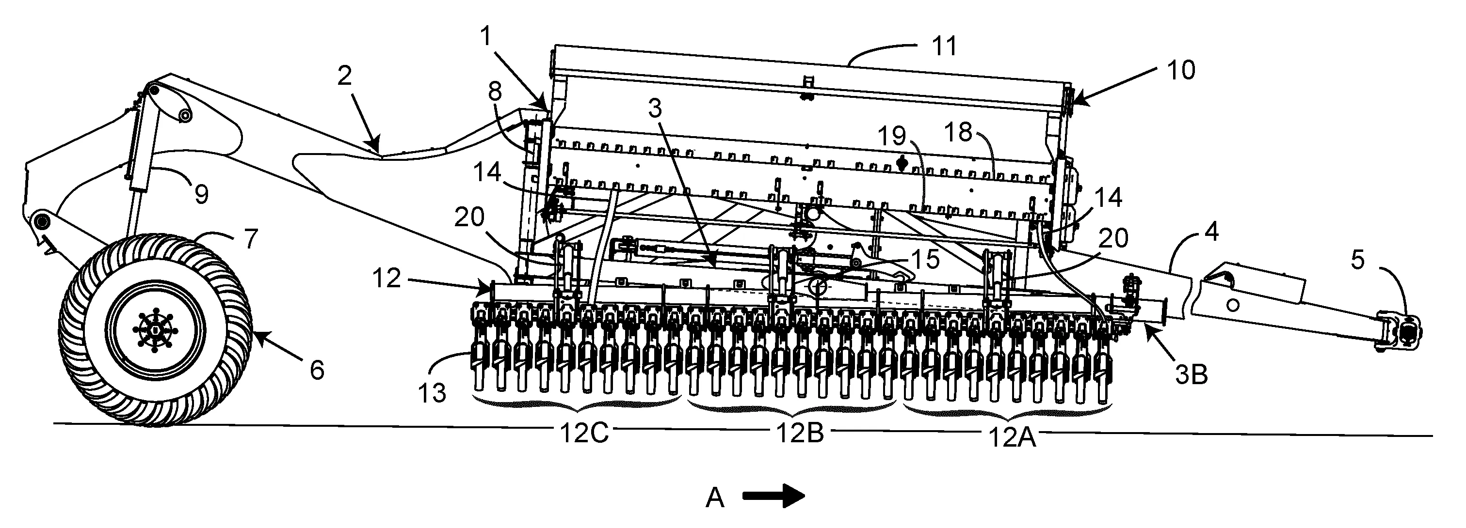 Machine agricole avec au moins une barre de semis articulee