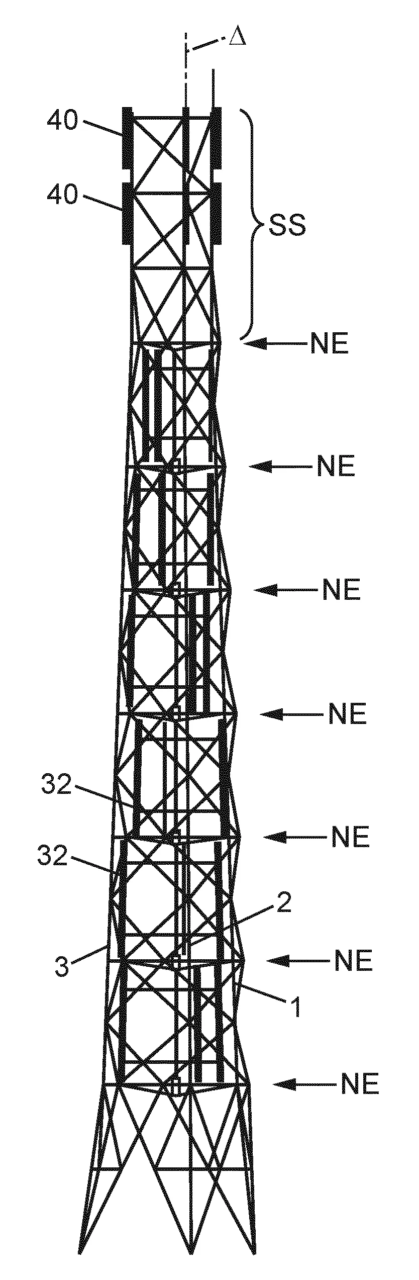 Structure de tour pour rotor d'eolienne a axe vertical.