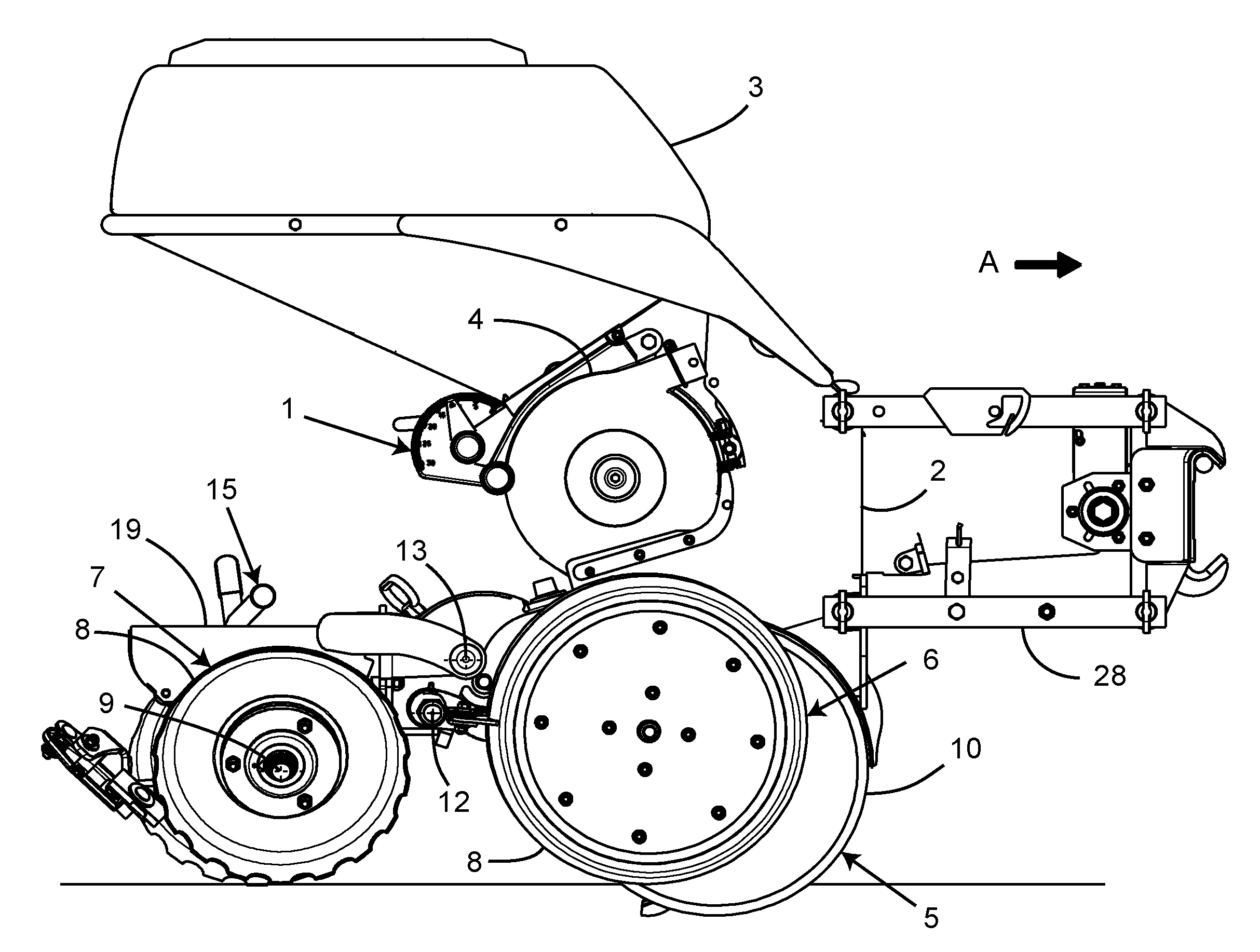 Element semeur comportant un dispositif de fermeture perfectionne et semoir equipe d'un tel element semeur