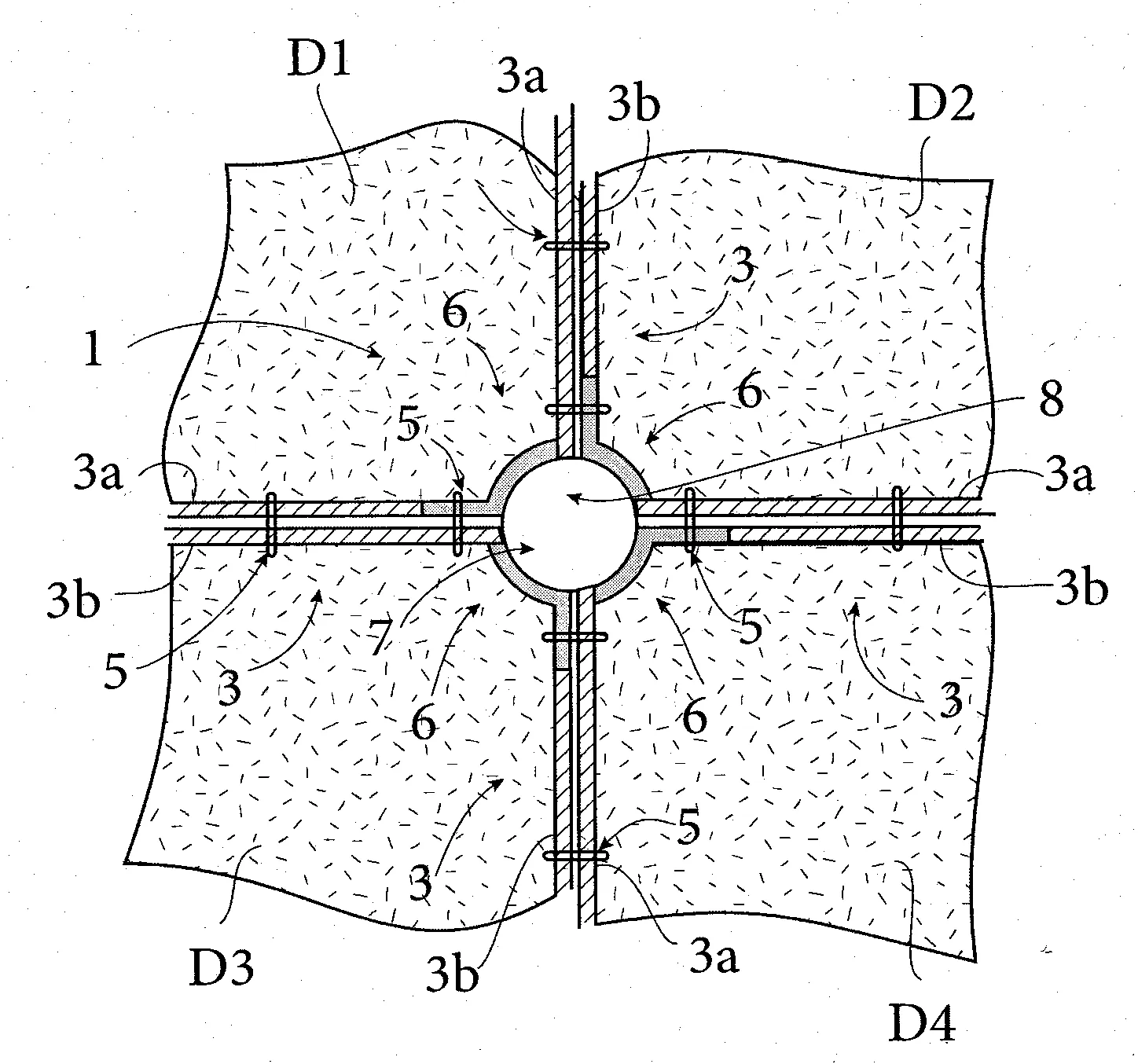 Dispositif de jointure et d'arret de coulage de parties d'angles adjacentes d'au moins deux dalles de beton