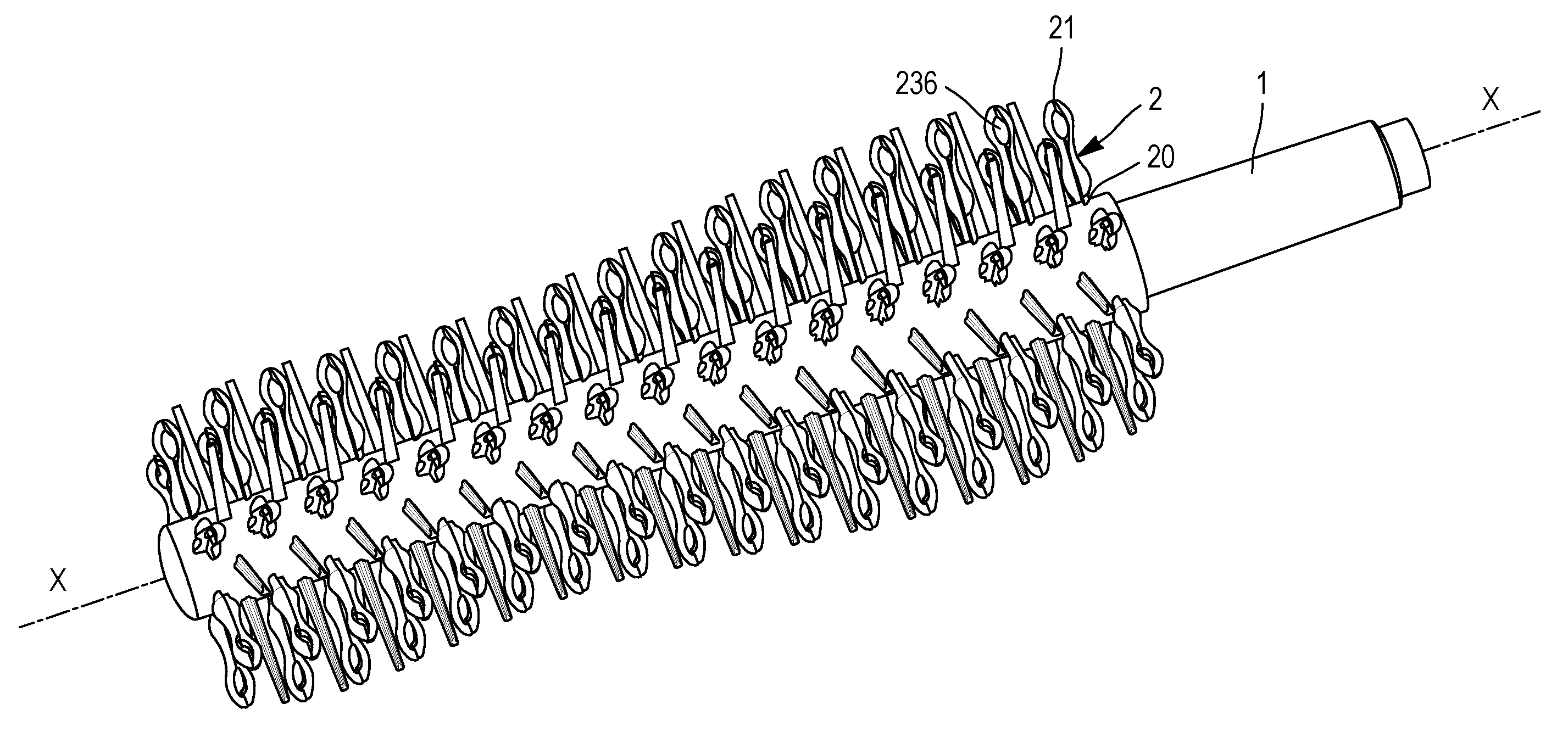 Dispositif applicateur d'un produit de type fluide ou pateux sur des fibres keratiniques.