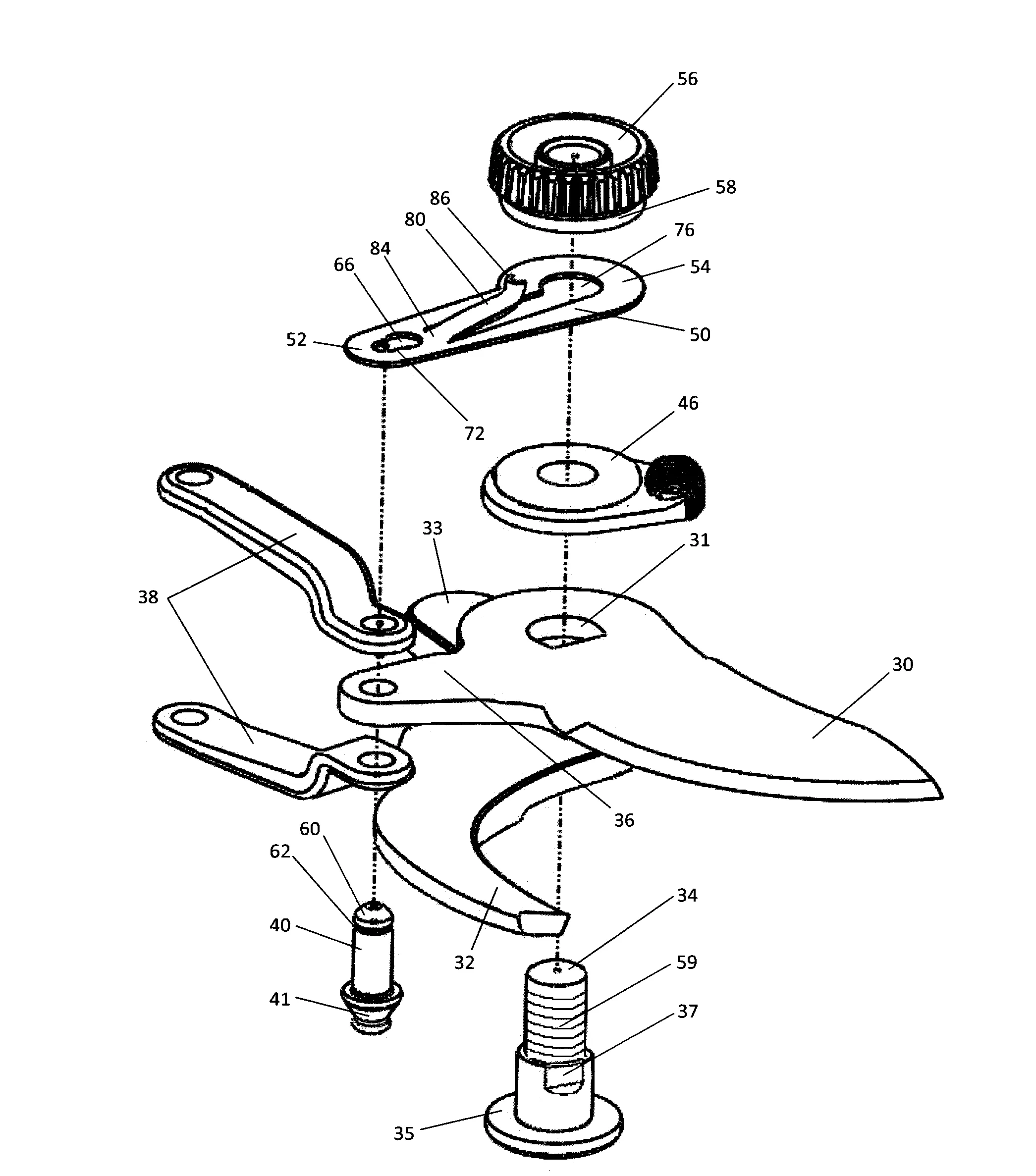 Dispositif de maintien d'une lame de coupe pivotante