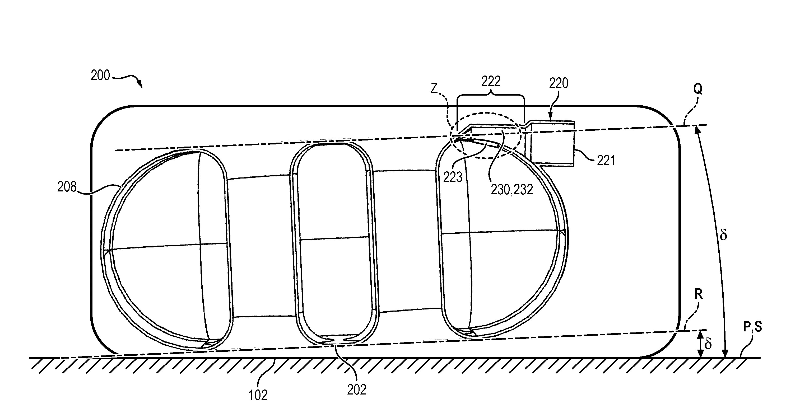 Reservoir de gaz incline dans un boitier