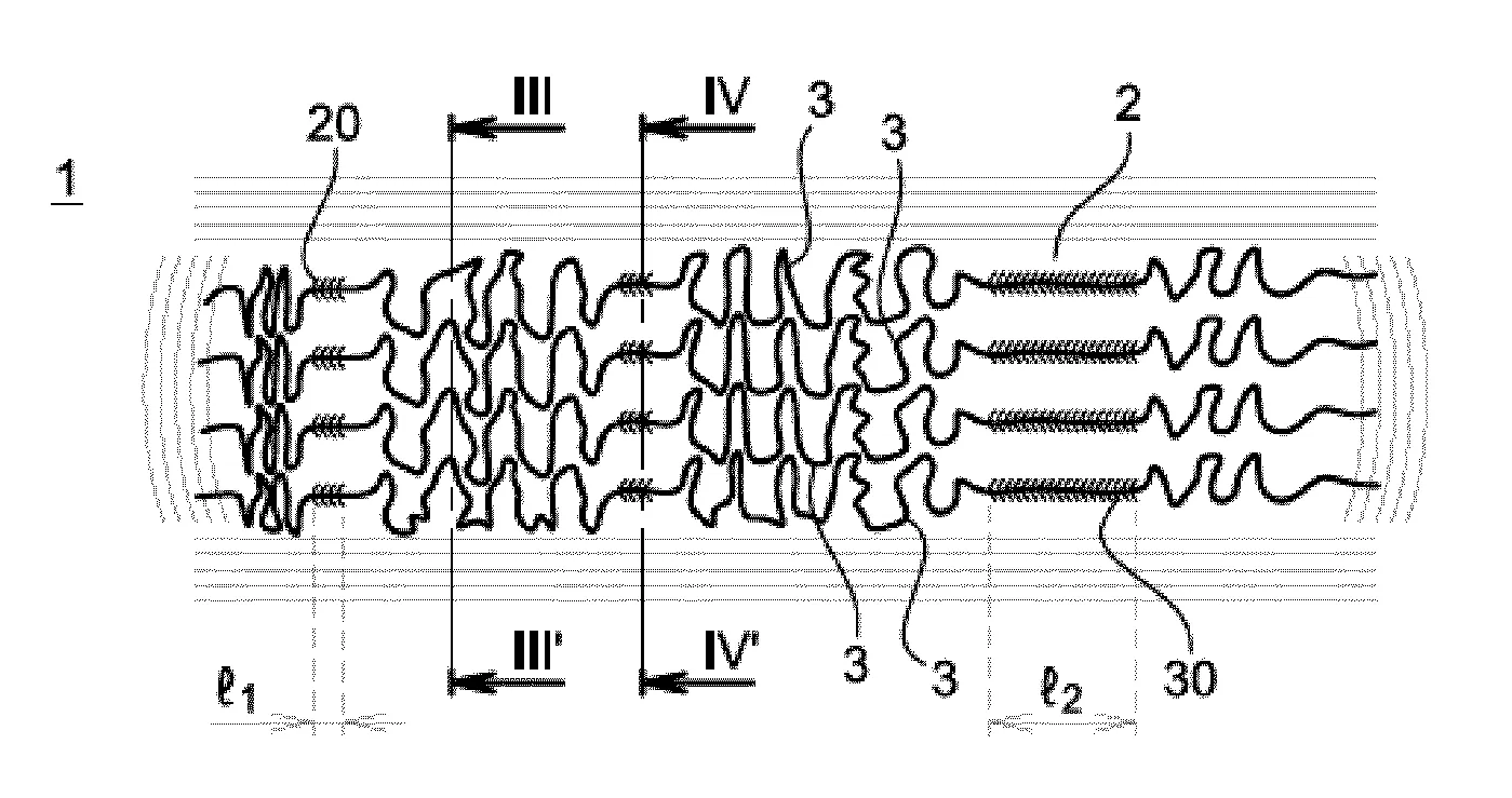 Tissu elastique integrant des fils conducteurs non elastiques