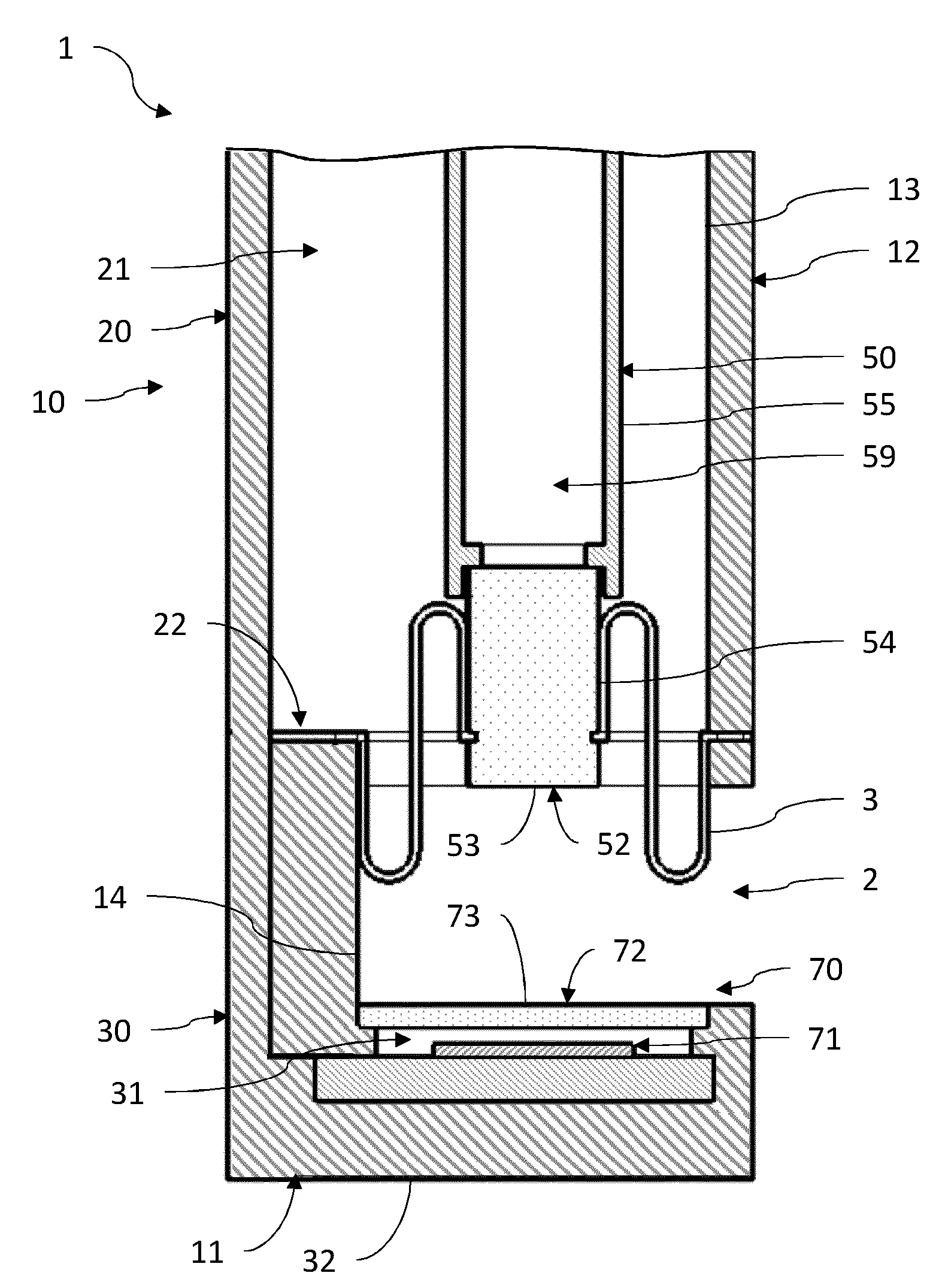 Sonde immergeable a site de mesure de taille variable