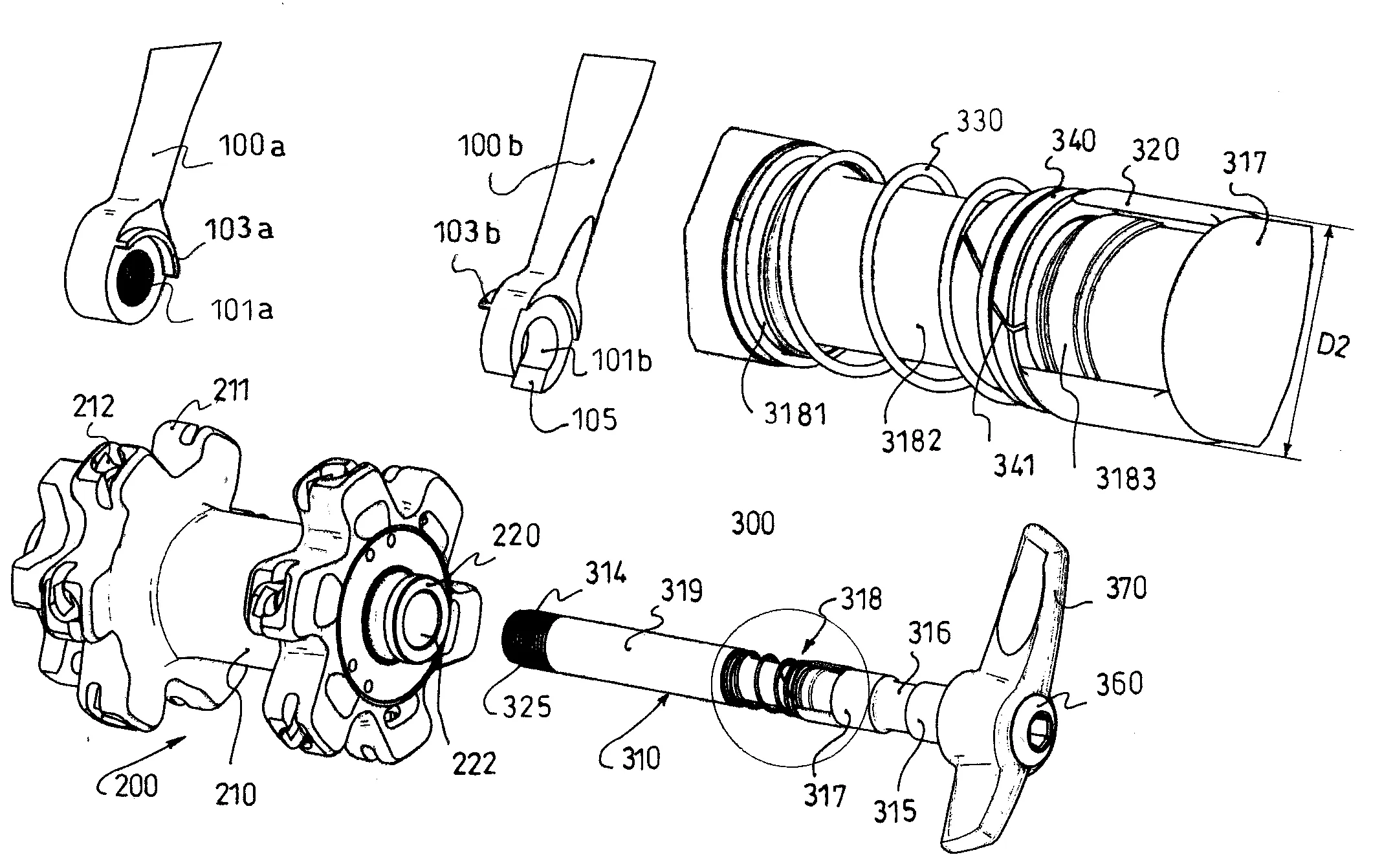Broche de fixation et moyeu pour roue de cycle
