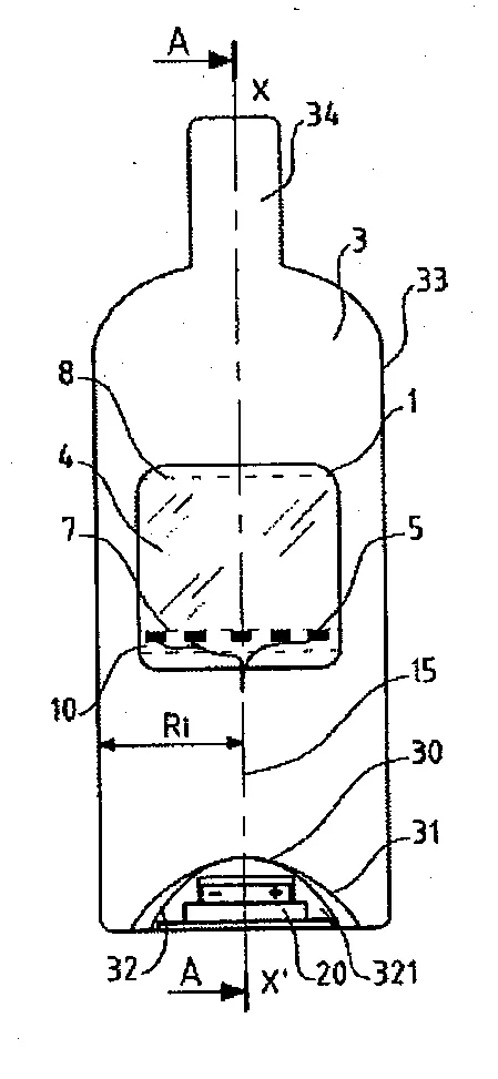 Dispositif d'etiquette lumineuse, systeme de recipient equipe d'un tel dispositif et procede de fabrication associe