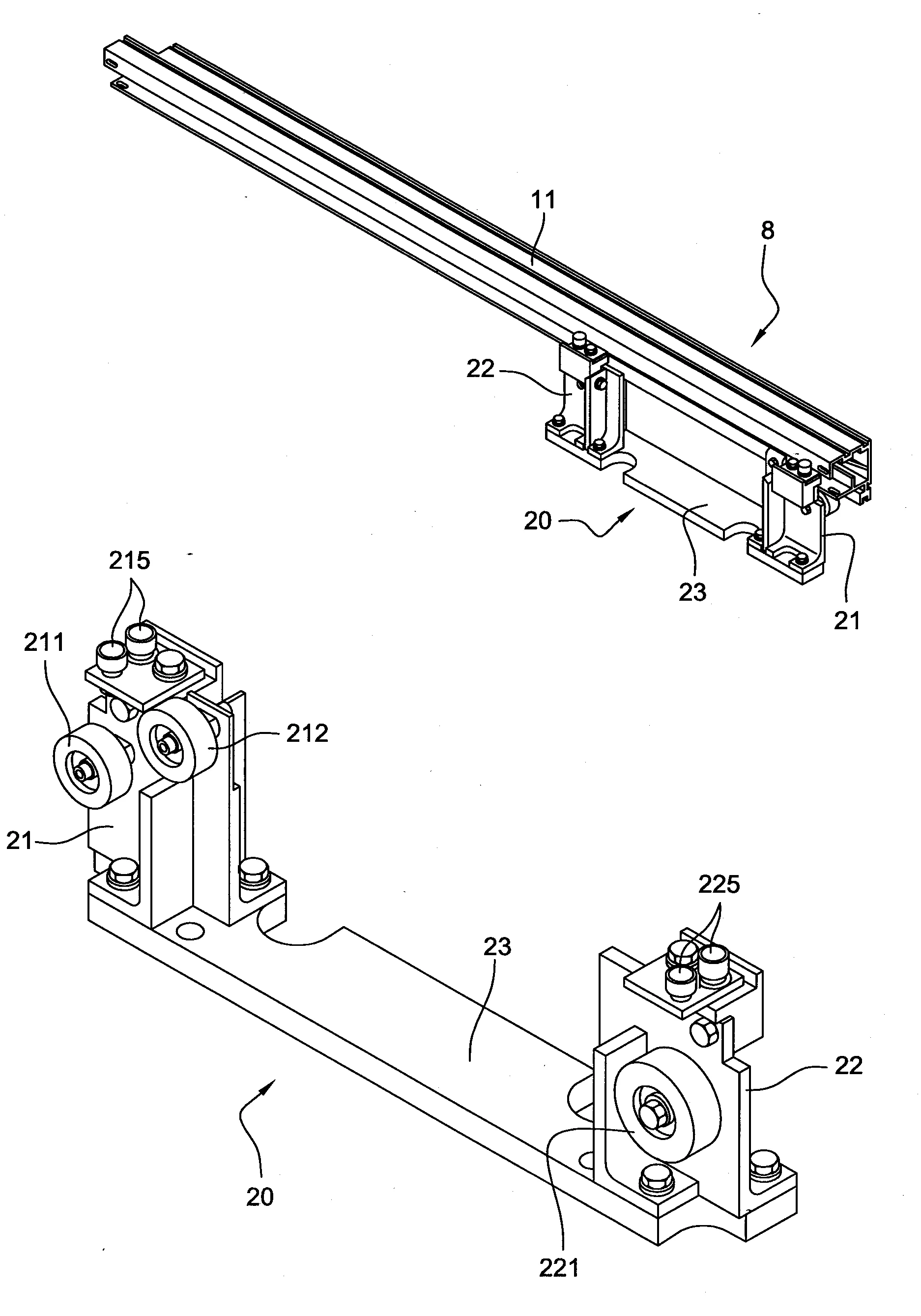 Systeme de guidage et de support d'un vantail de porte paliere de quai
