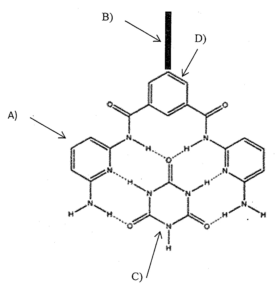 Complexe moleculaire utilisant en partie la molecule "recepteur d'hamilton" destinee a etre utilisee pour la complexation de l'acide isocyanurique aux fins de traiter les eaux de piscine et d'eviter ainsi la vidange du bassin