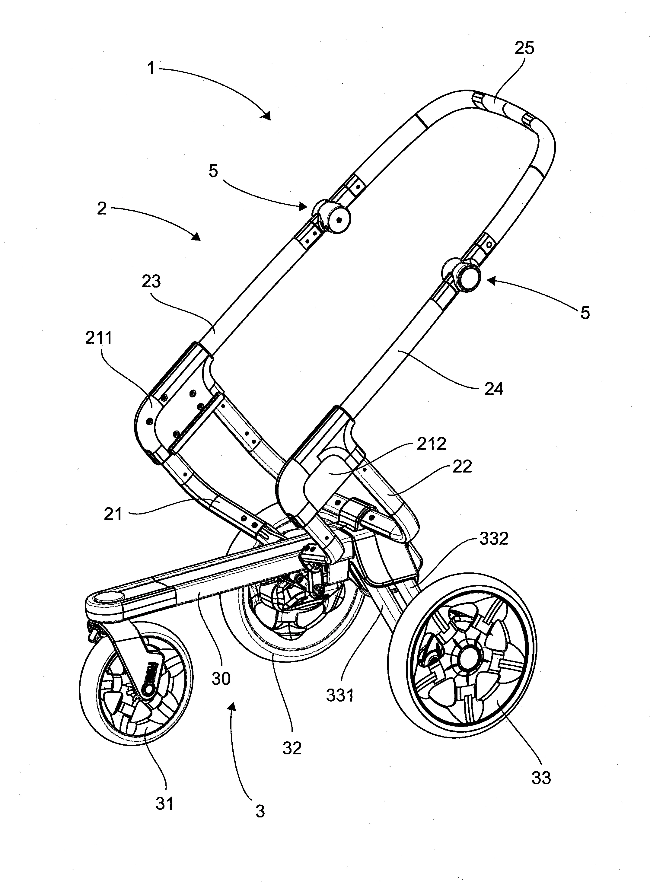 Poignee pliante de poussette pour enfant