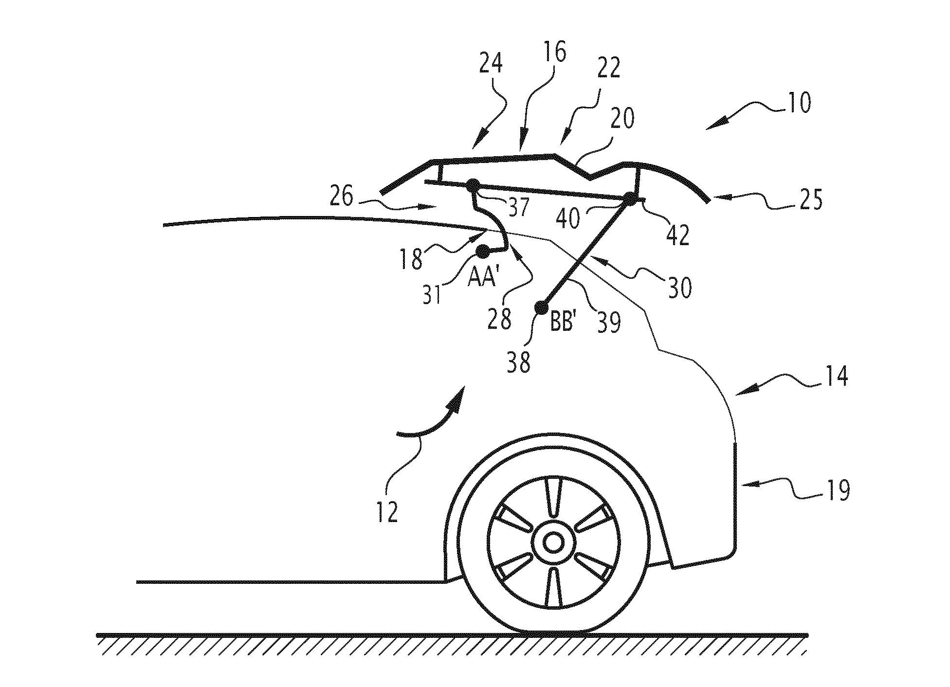 Systeme d'ouverture de hayon a deux bielettes