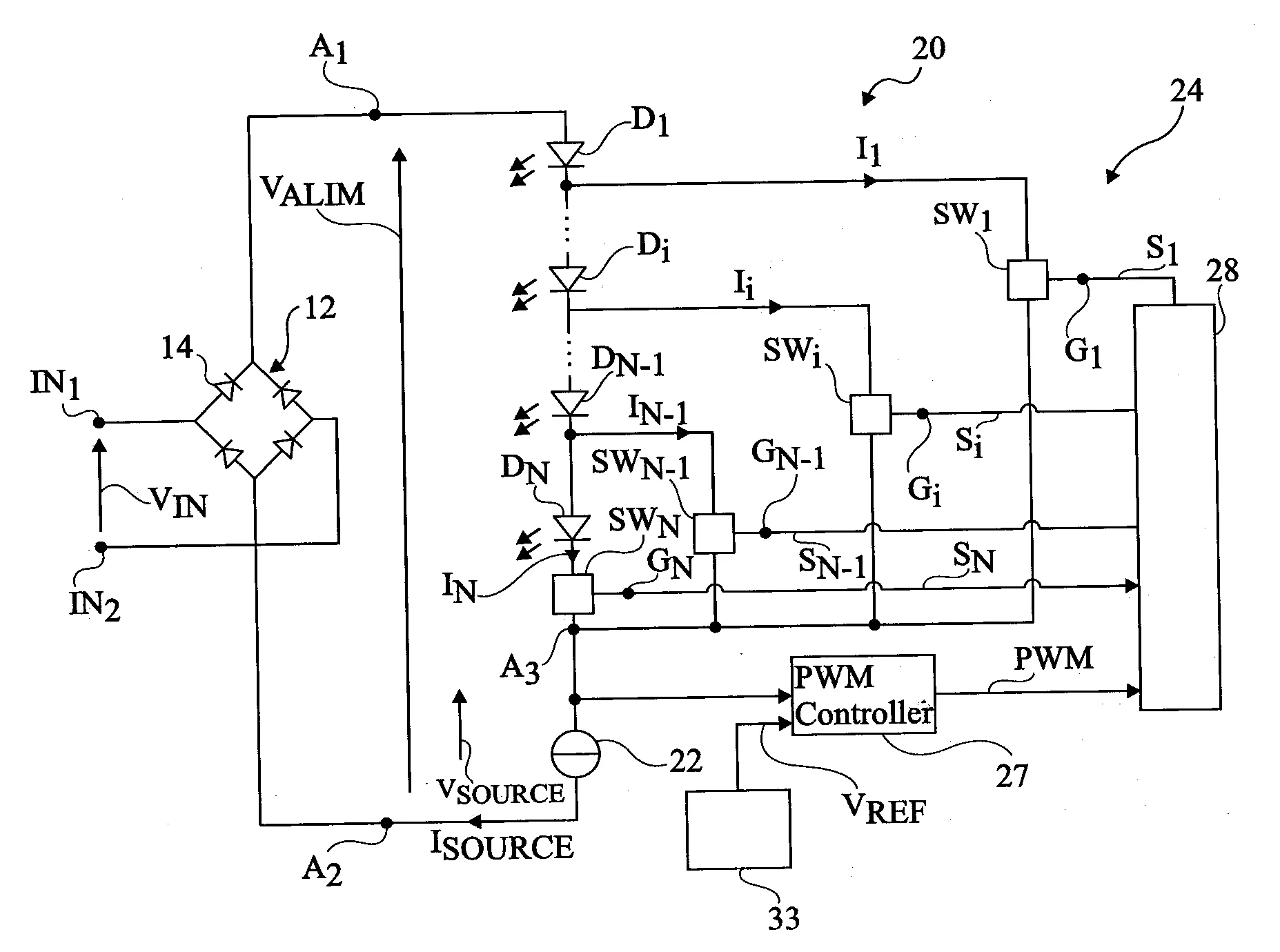 Circuit optoelectronique a diodes electroluminescentes