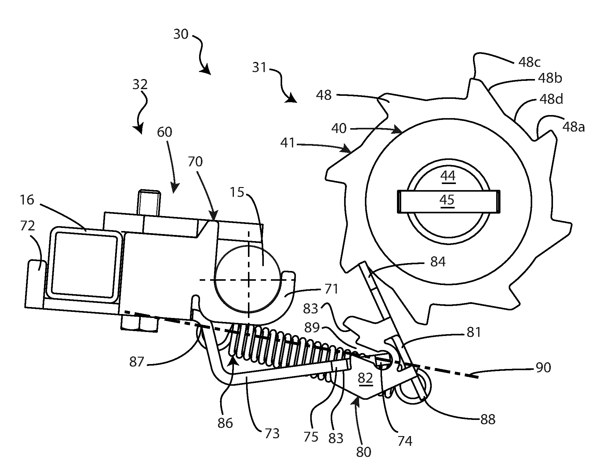 Dispositif de debrayage pour element de distribution et semoir comportant un tel dispositif