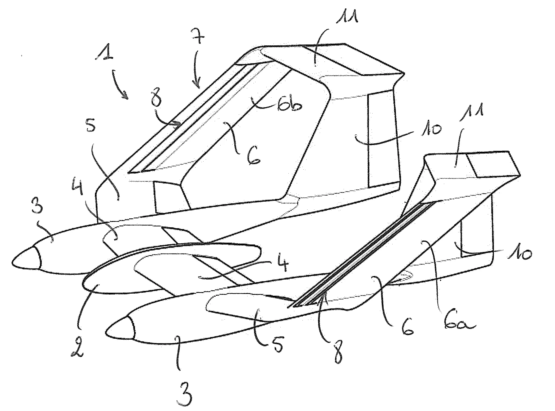 Aeronef a voilure fixe et a stabilite statique accrue