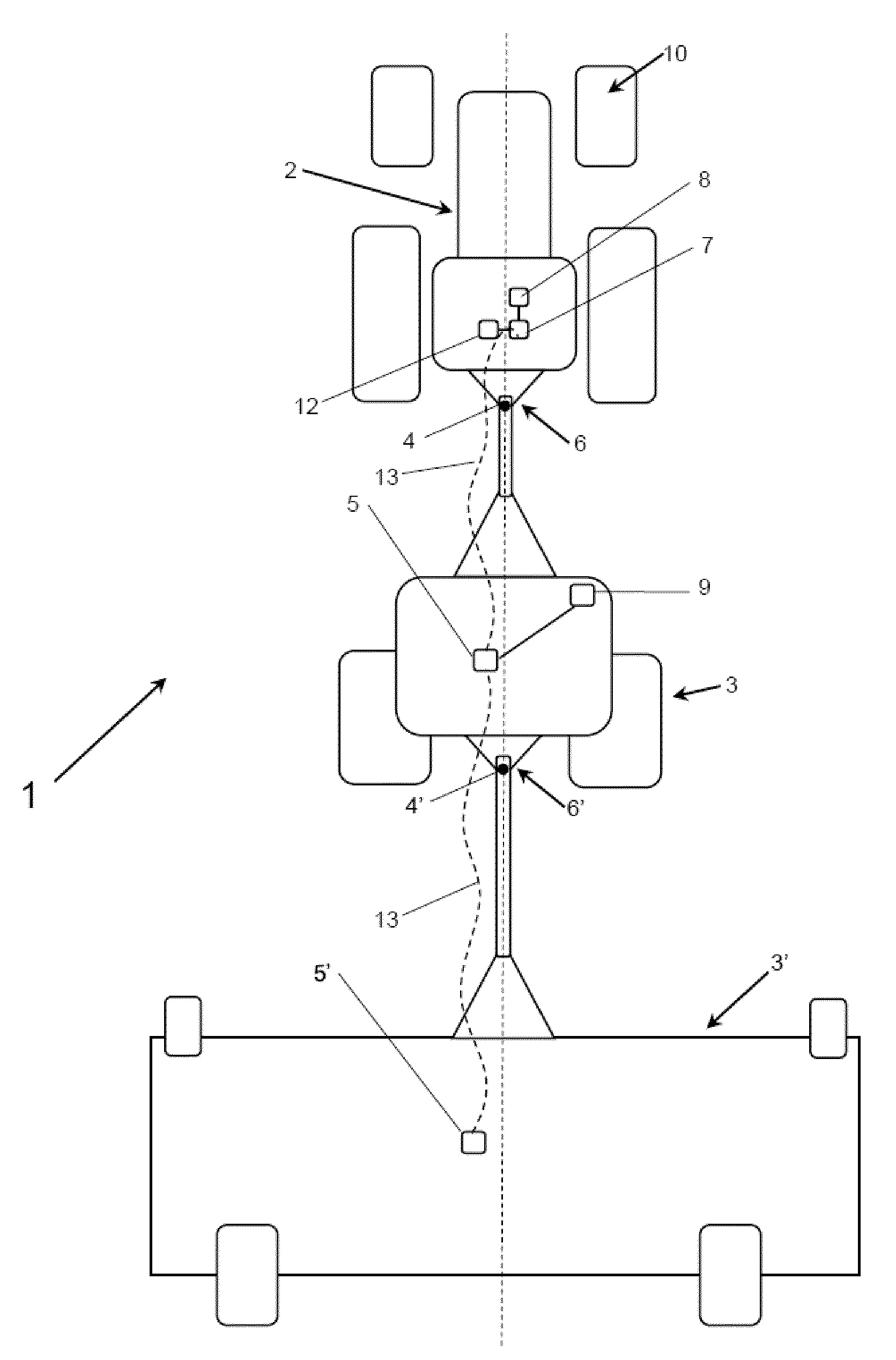 Attelage agricole avec un systeme de gestion et de guidage de manœuvres et procede mis en œuvre par cet attelage