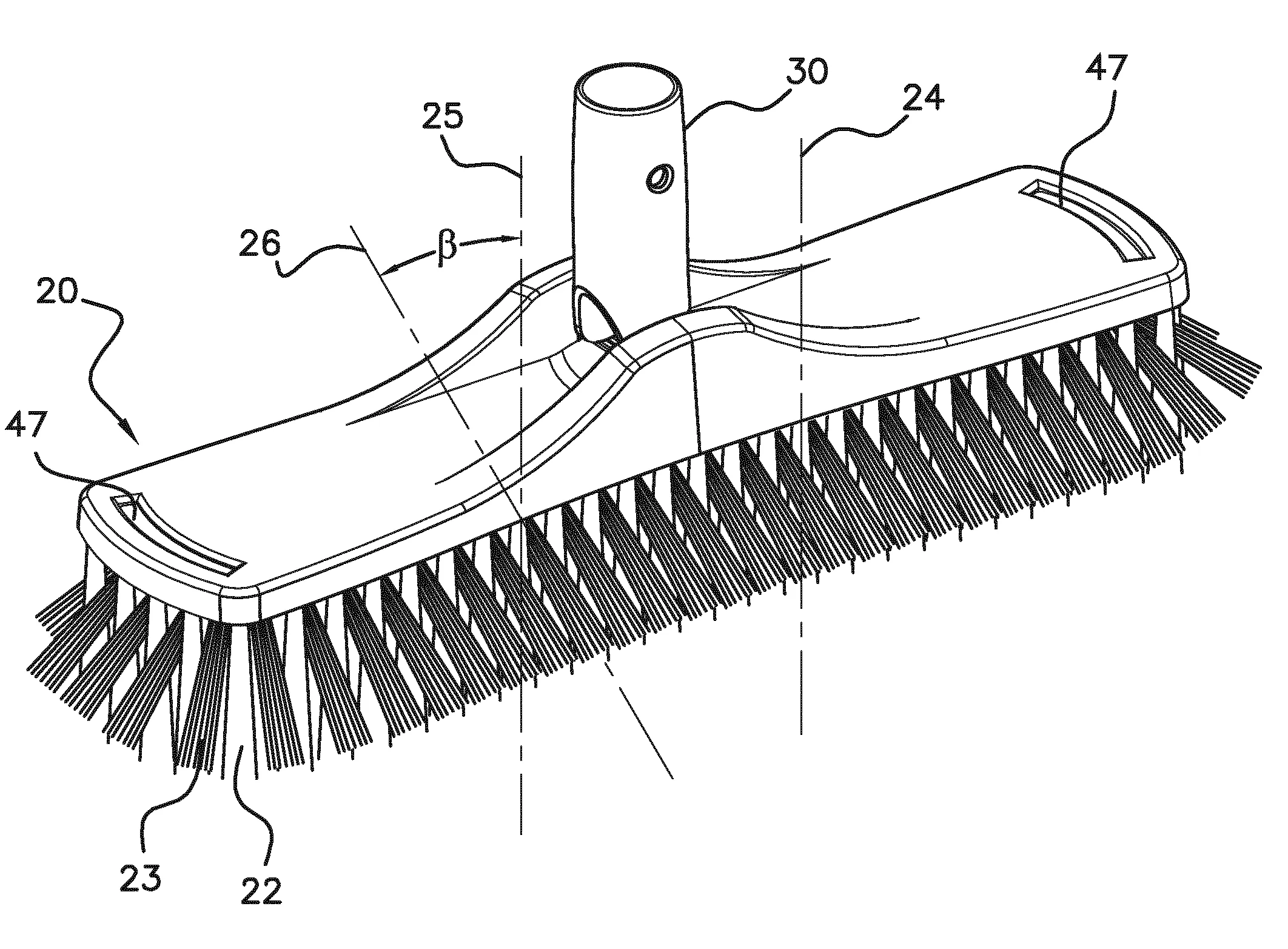 Brosse de balayage et balai a organes de balayage intercales obliques vers l'exterieur