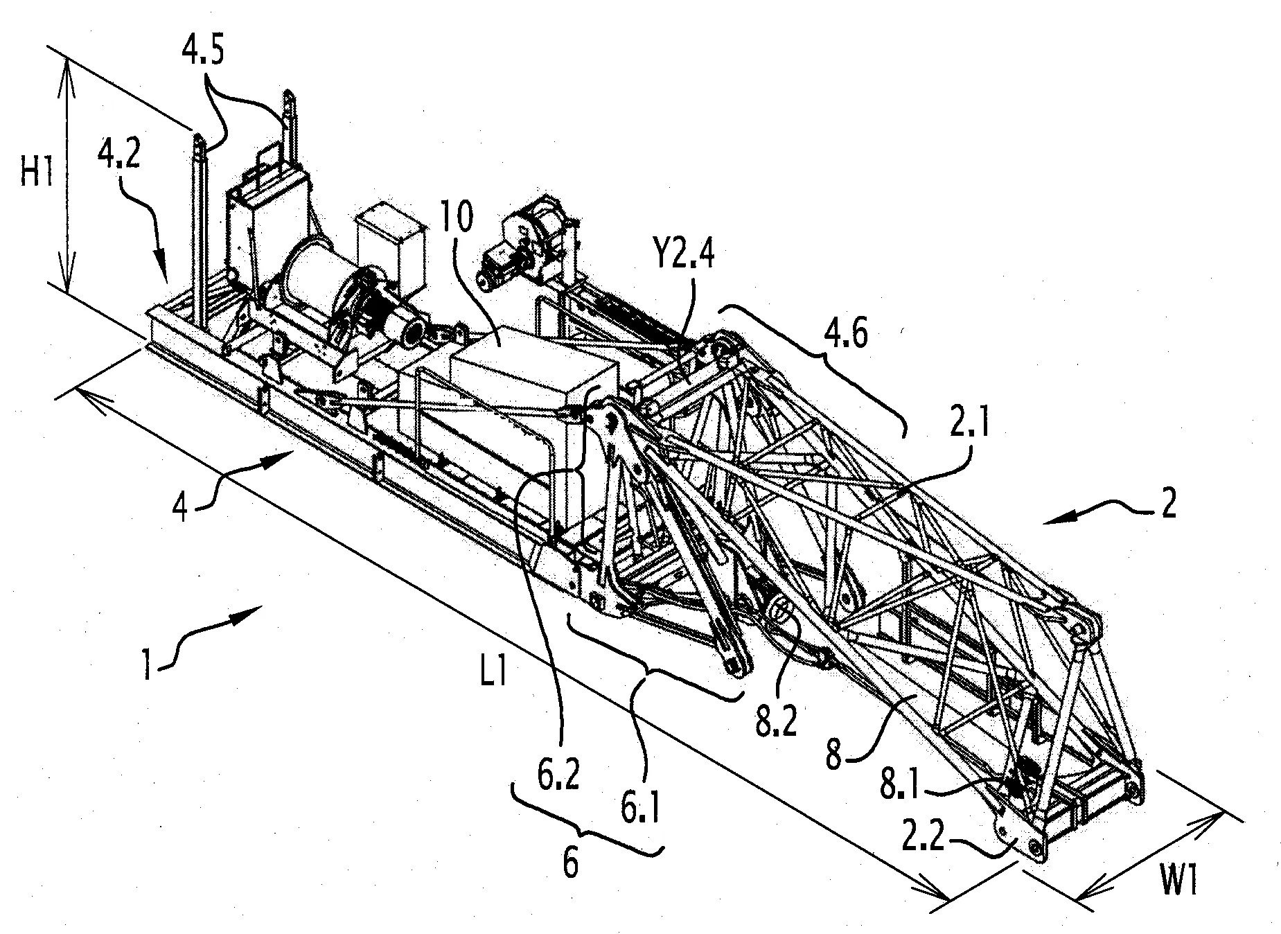 Unite de relevage, grue a fleche relevable comprenant une telle unite de relevage et procede d’assemblage d’une telle grue