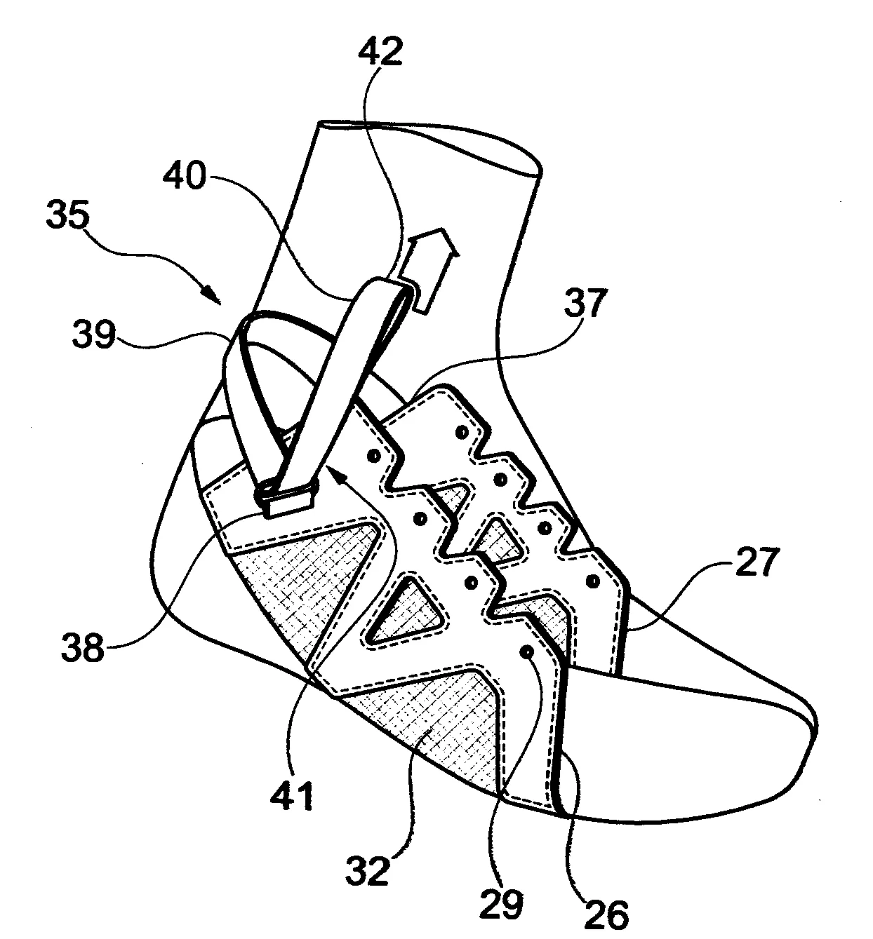 Chaussure munie de deux dispositifs de serrage