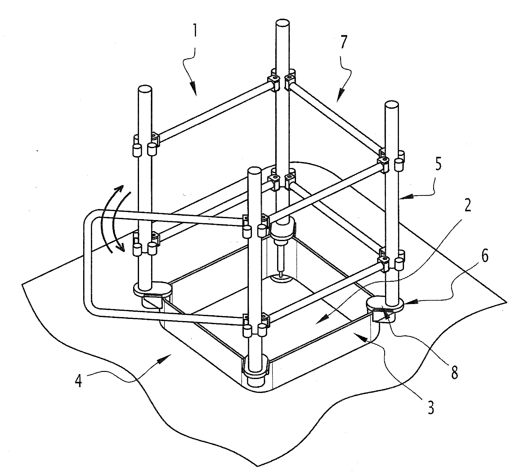 Structure de rambarde de securisation d'une ouverture d'un pont notamment d'une plateforme navale