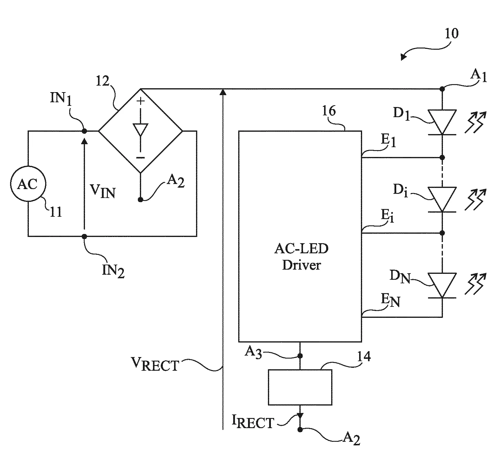 Circuit optoelectronique comprenant des diodes electroluminescentes
