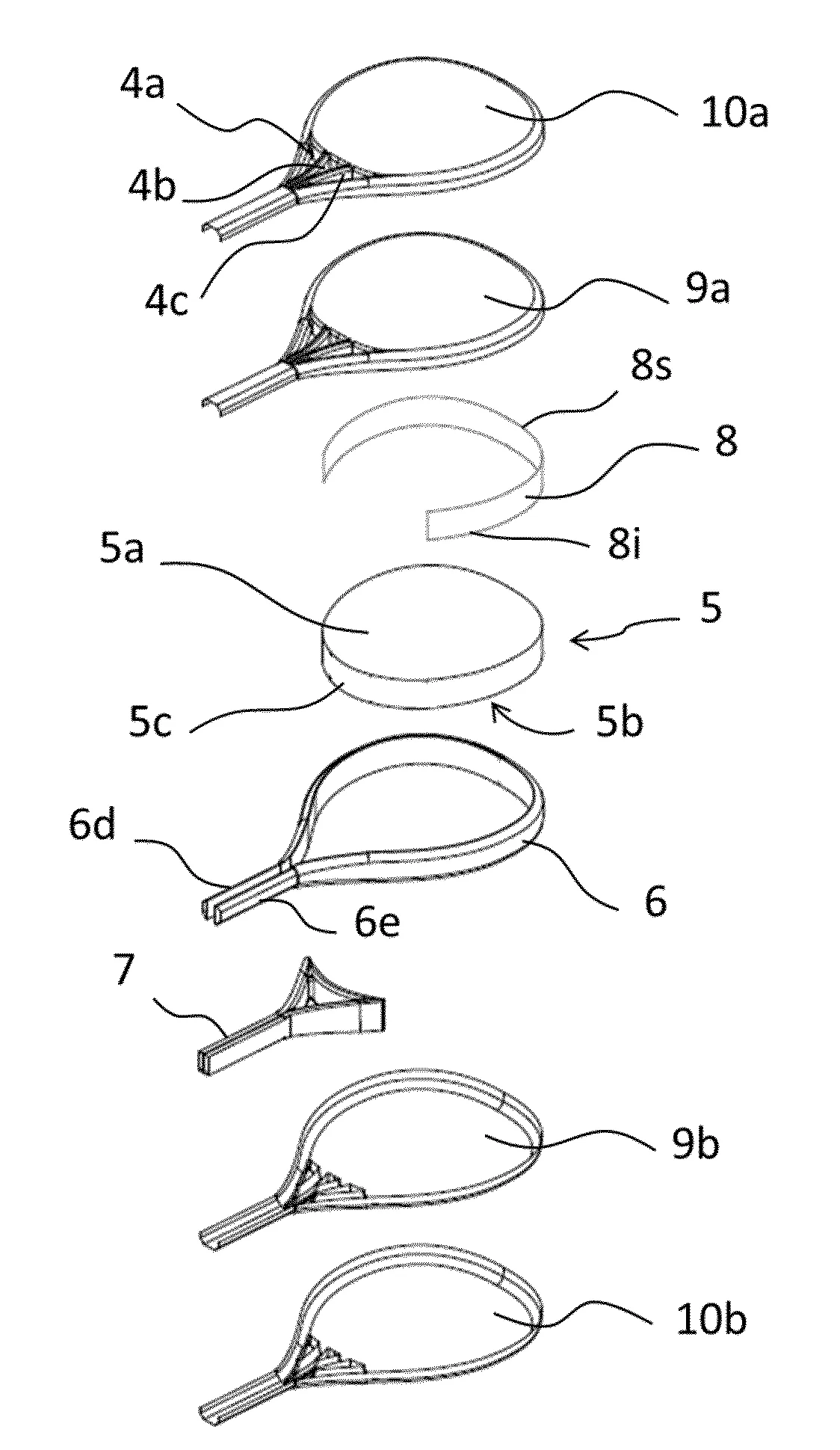 Raquette, en particulier structure de raquette de padel