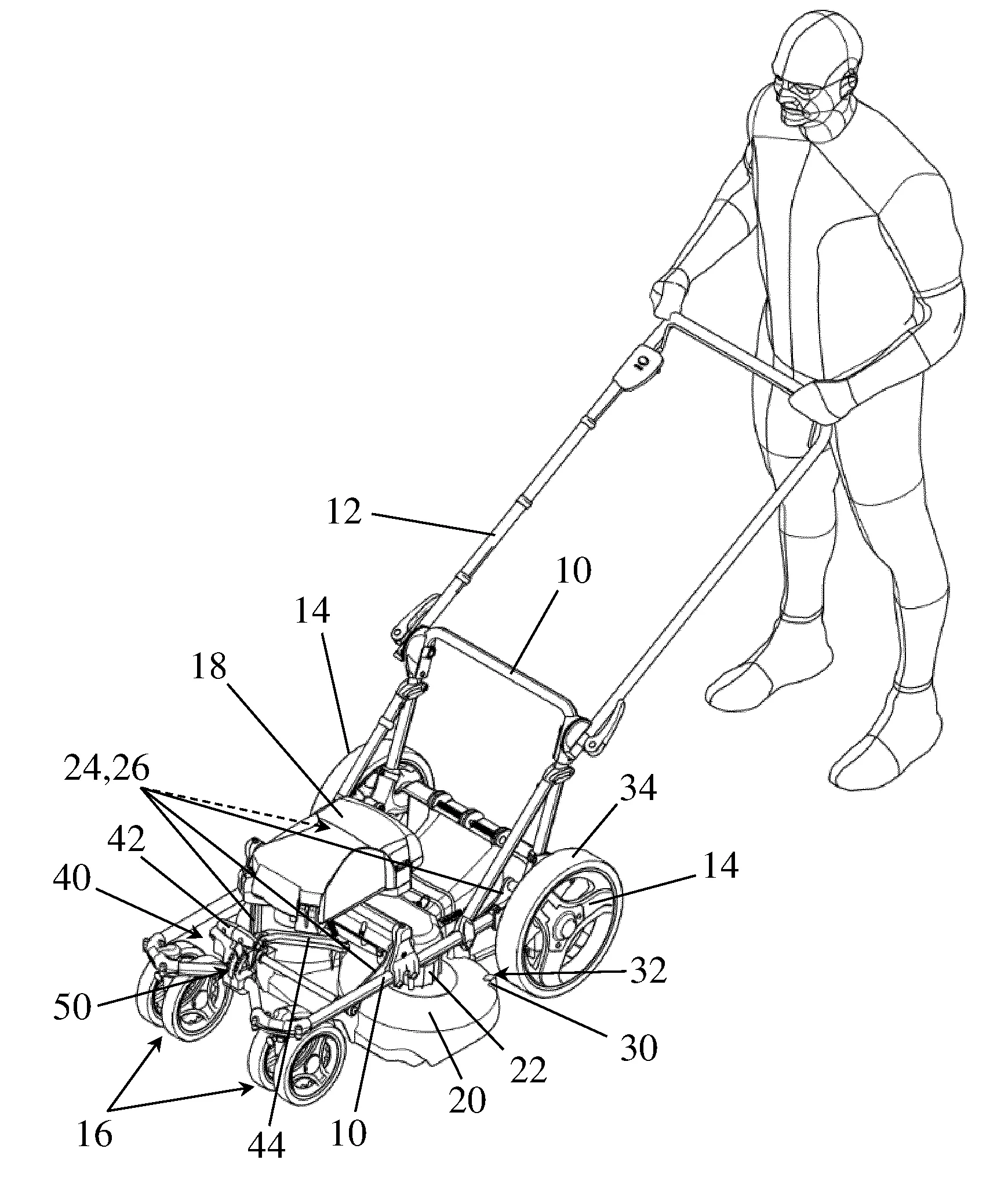 Tondeuse agraire a frein de stationnement.