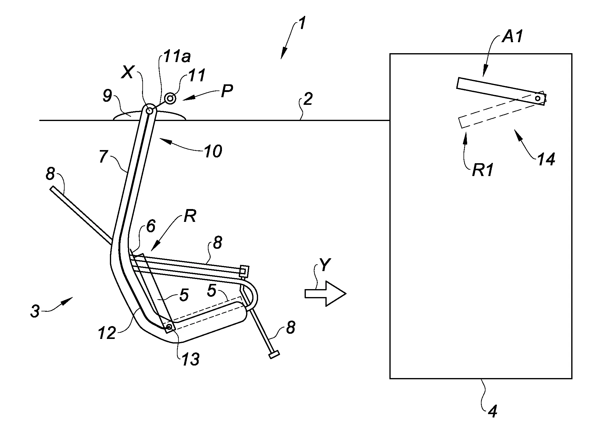 Installation et procede de transport par cable aerien
