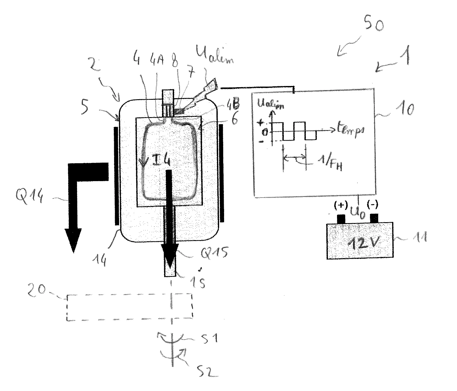 Procede de rechauffage d’un circuit de fluide par alimentation en courant alternatif d’un moteur de pompe a courant continu