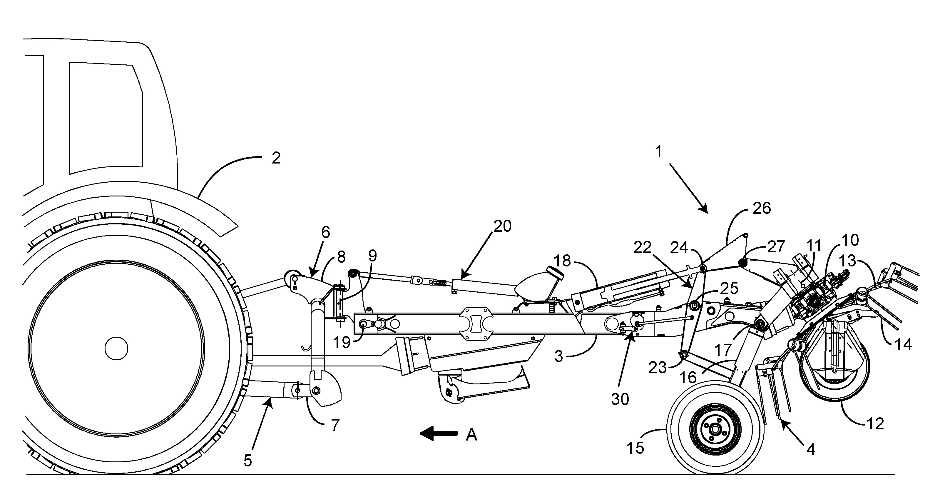 Machine agricole trainee comportant un systeme de report de charge securise