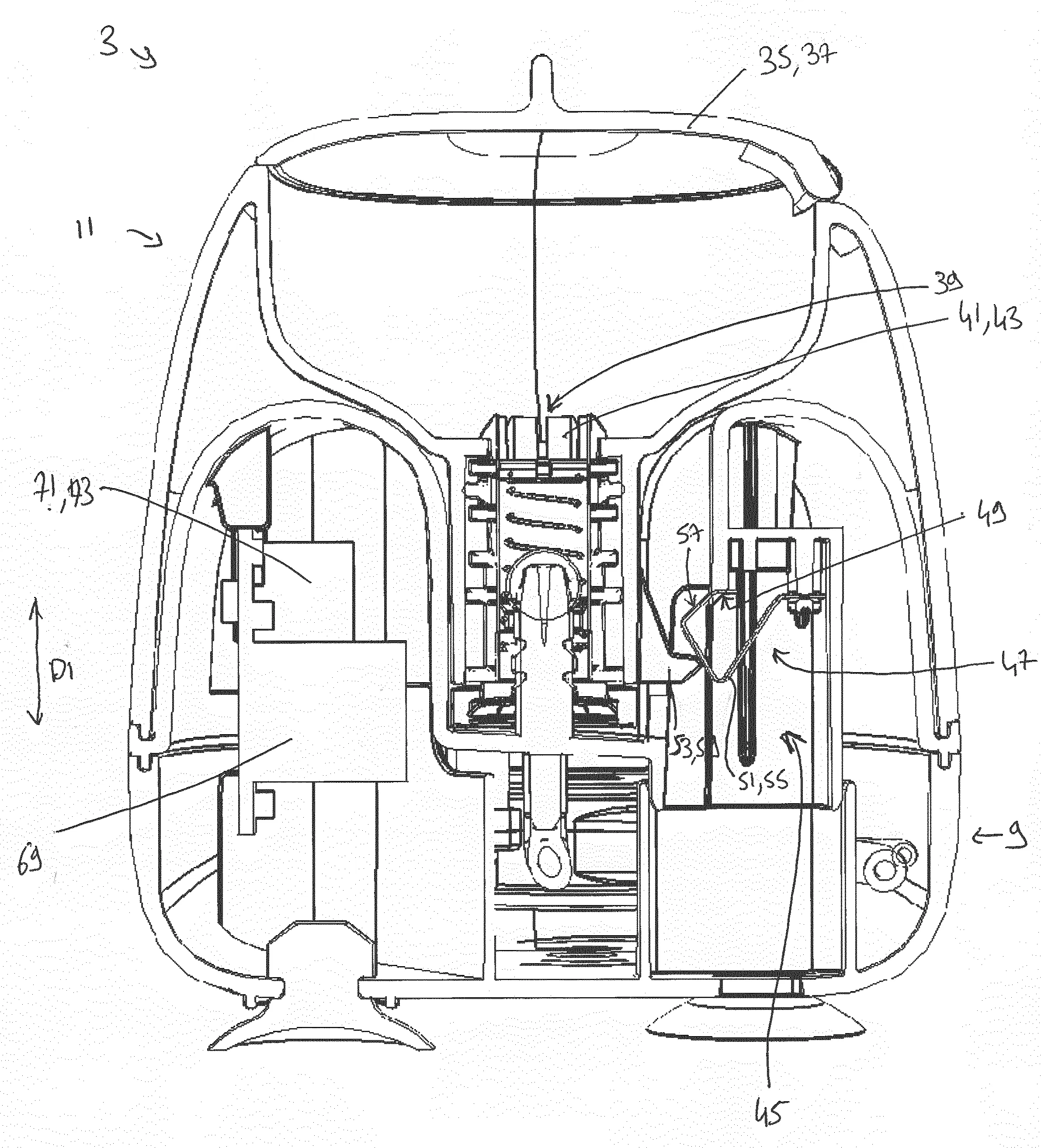 Base d'un appareil de coiffure comprenant un reservoir amovible