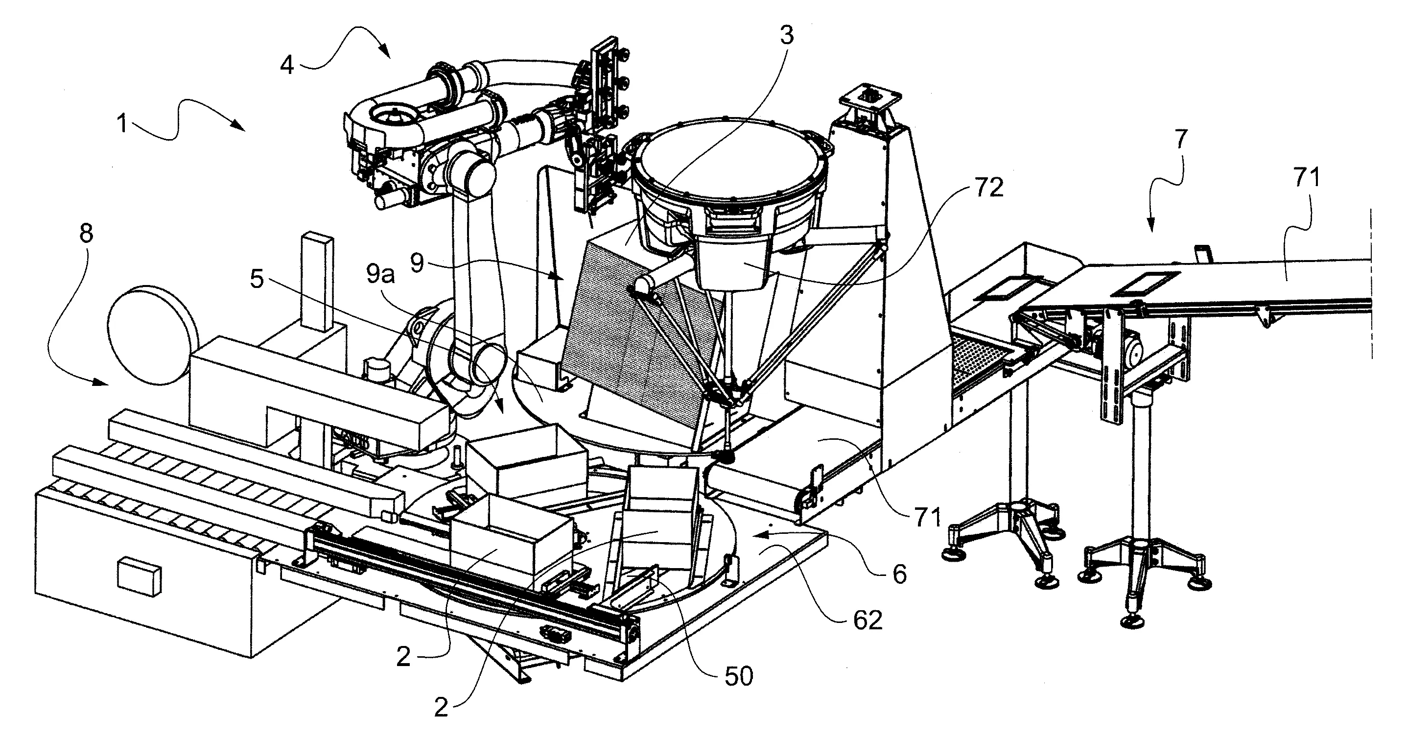 Machine d'extraction, de mise en volume, de remplissage et de fermeture de caisse americaine