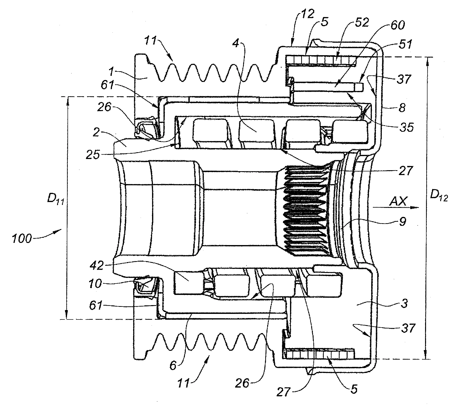 Poulie de decouplage a embrayage deporte