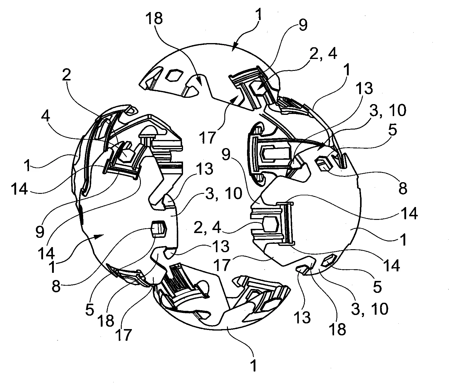 Kit d’assemblage d’un ballon de jeu comprenant une carcasse structurelle