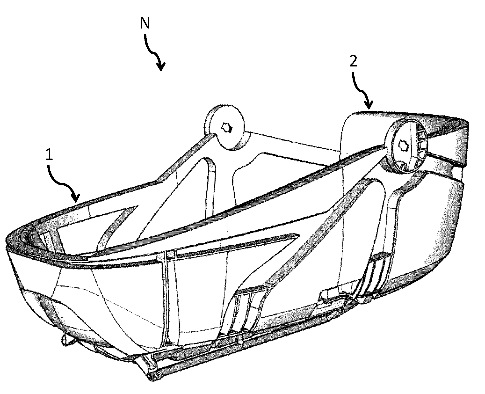 Nacelle pour enfant presentant une armature et une enveloppe de remplissage