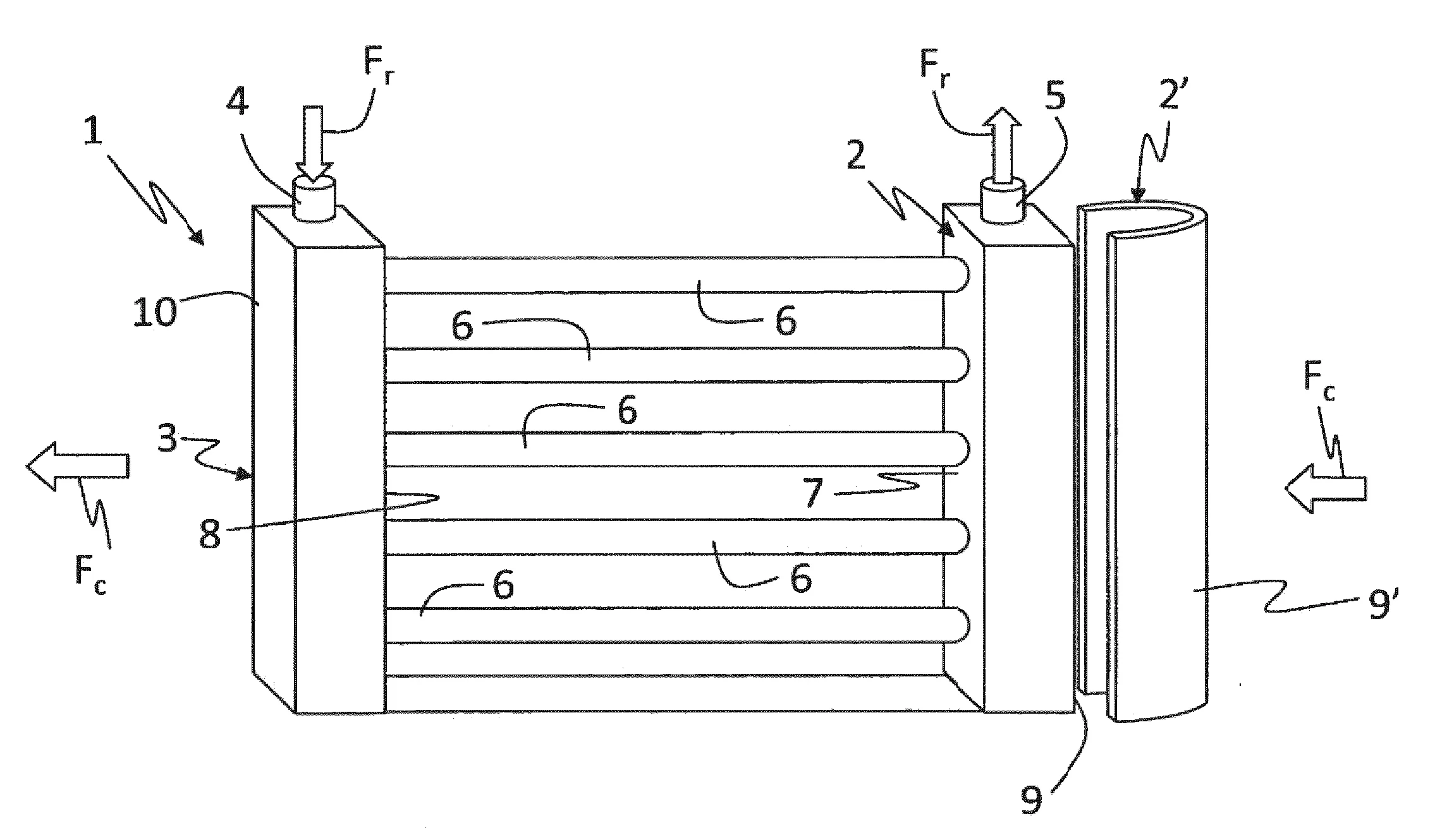 Installation de refroidissement de gaz ou fumees dans un conduit de circulation a l'aide d'un dispositif de refroidissement