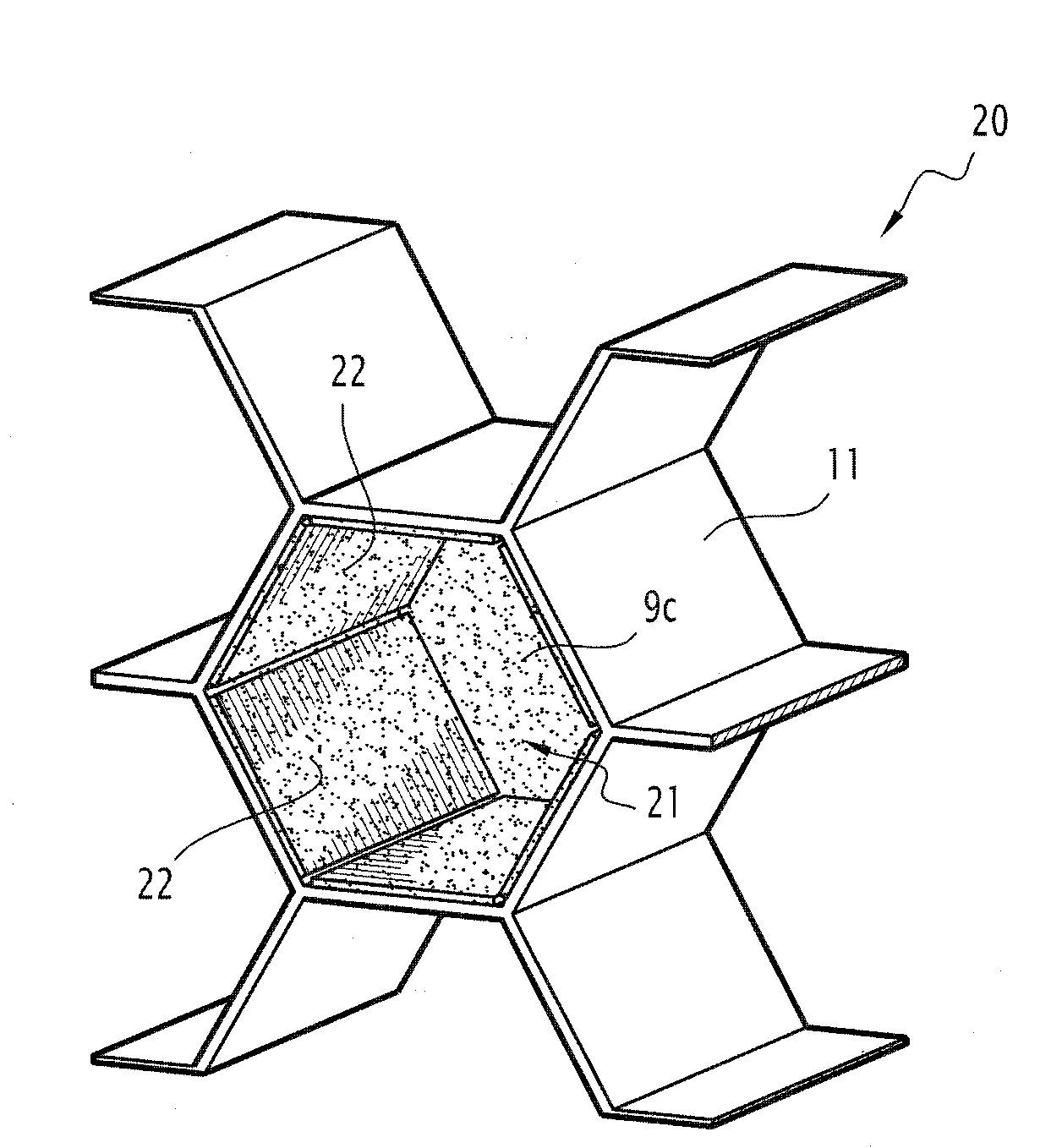 Substrat alveolaire fonctionnalise et structure composite sandwich integrant un tel substrat