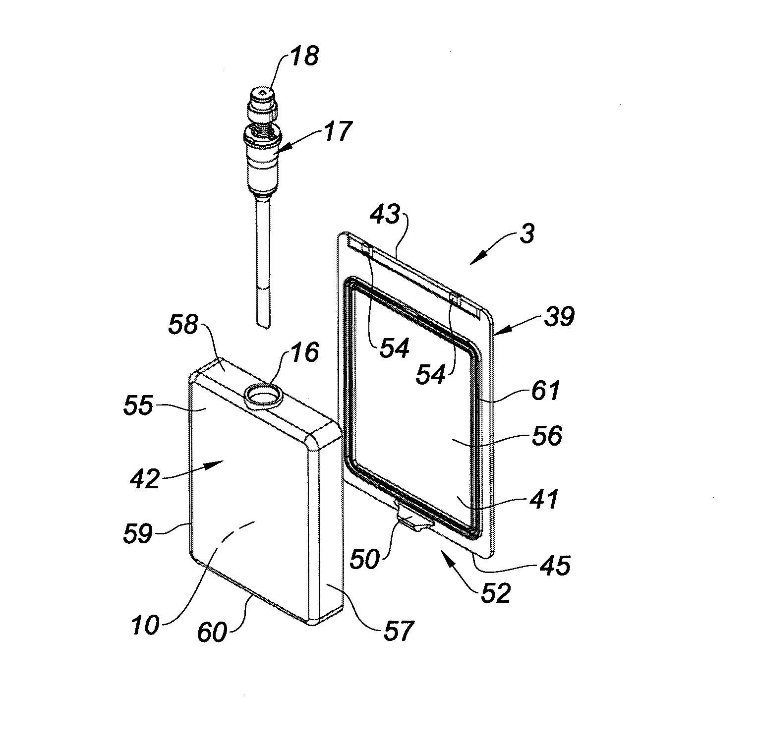 Recipient, notamment pour un dispositif de protection d'un appareil electronique, et procede de fabrication dudit recipient.