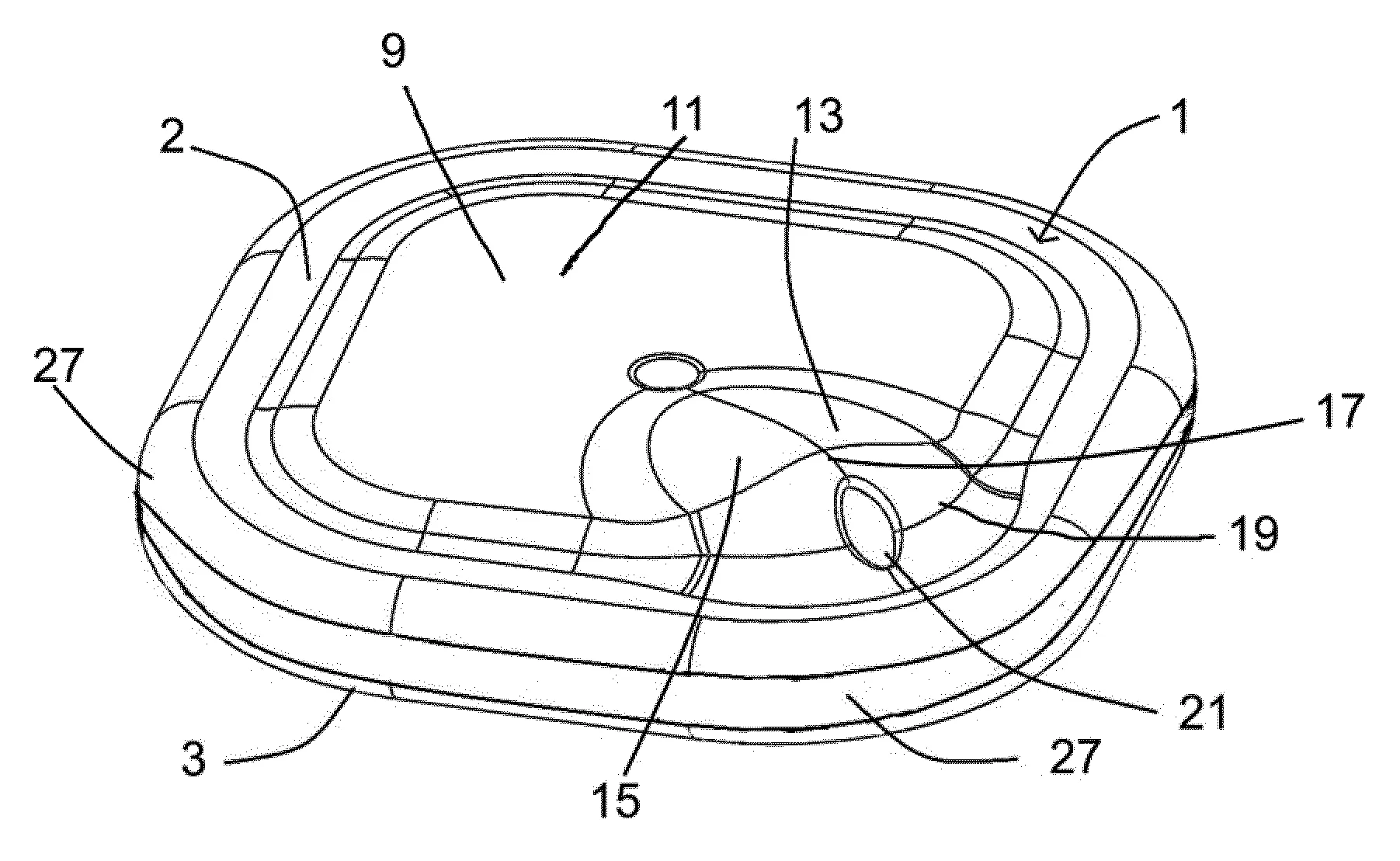 Unite de filtration comprenant un bord peripherique courbe