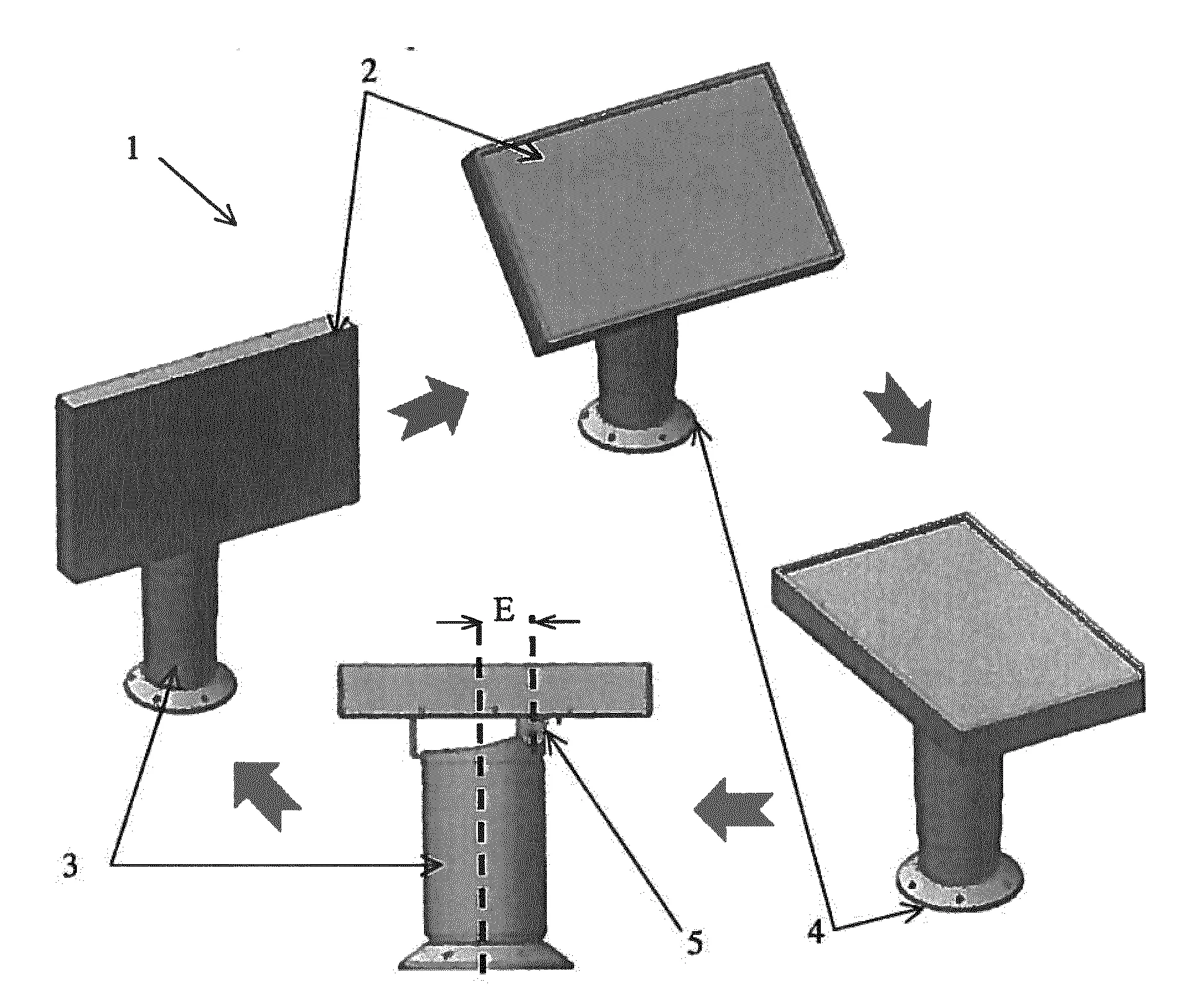 Table comportant un ecran tactile pivotant en haut d'un pied et destinee a equiper un moyen de transport