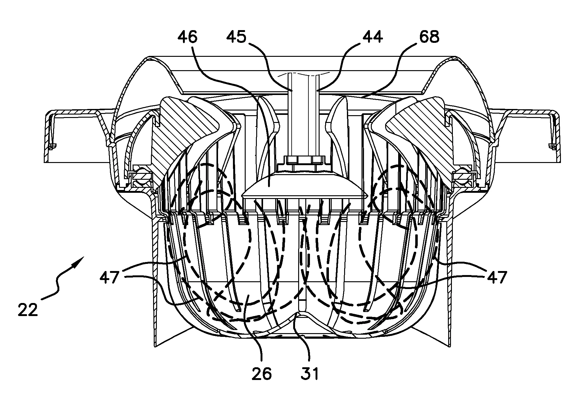 Panier d'essorage de franges d'un balai a franges souples et absorbantes