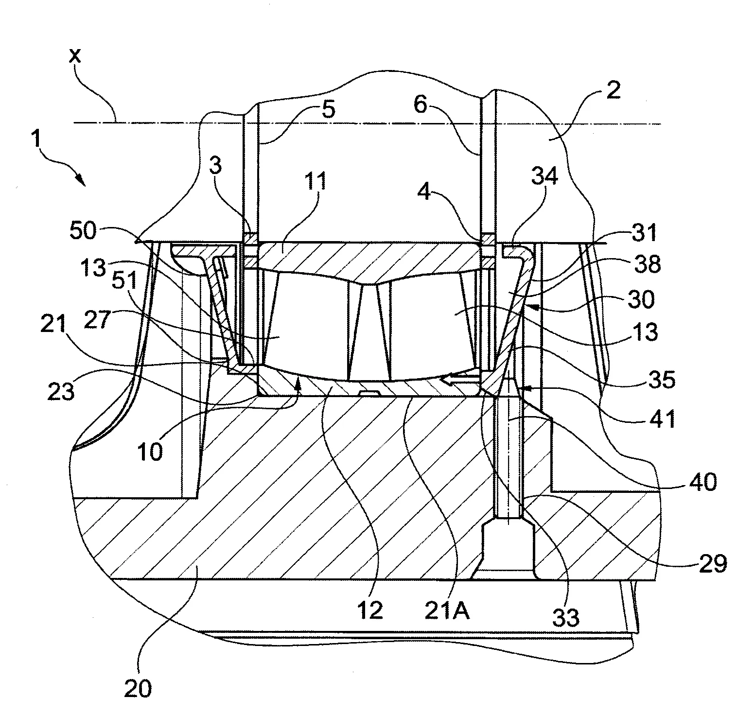 Machine avec systeme de blocage axial de l'arbre