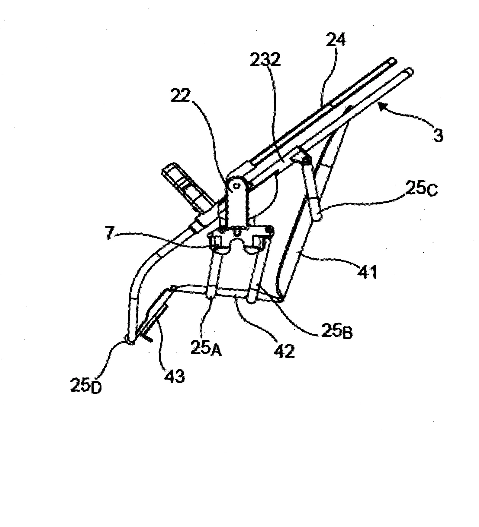 Support convertible entre une position allongee et au moins une position assise pour poussette pour enfant, et poussette correspondante