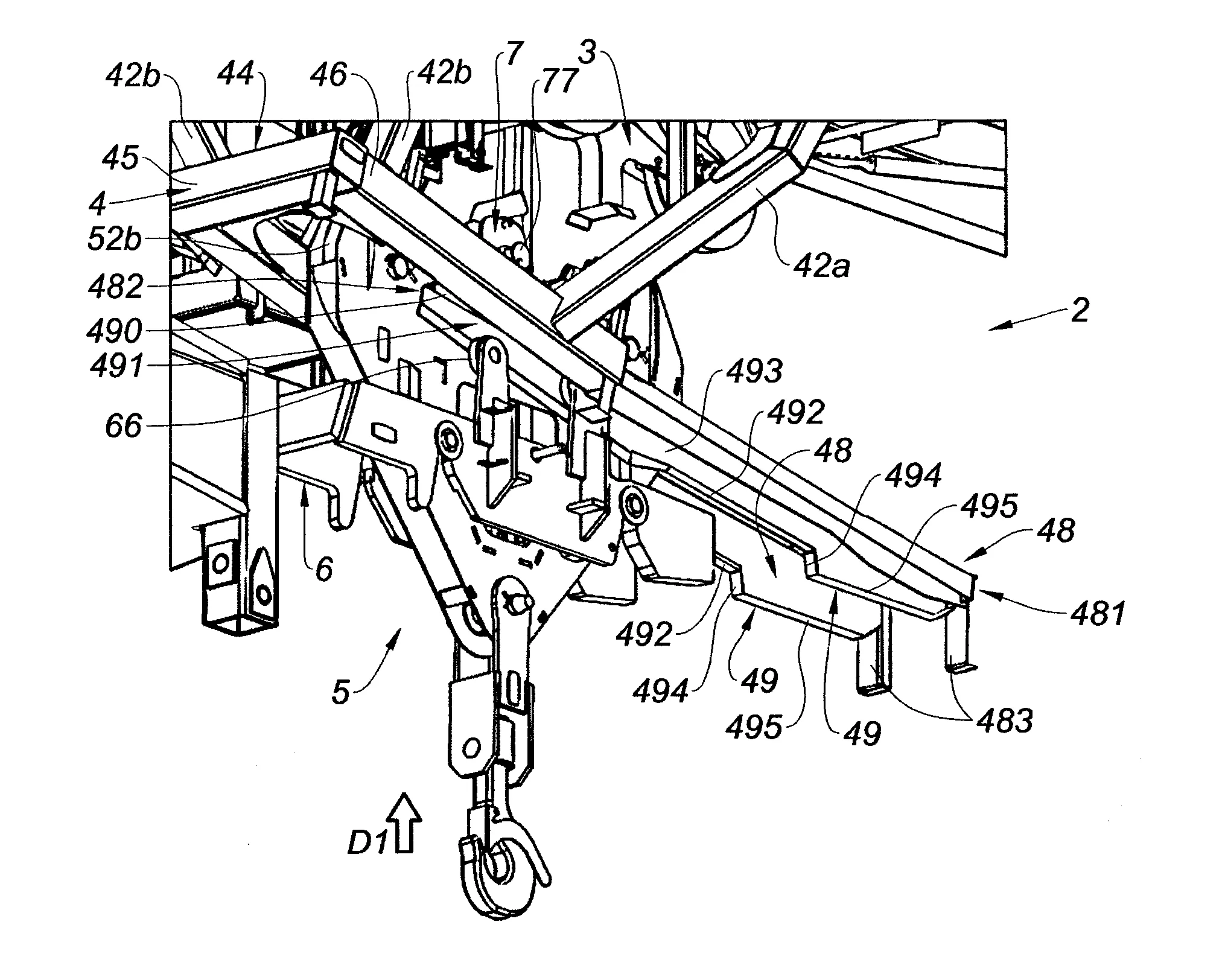 Grue de levage comprenant un dispositif de levage a double mouflage