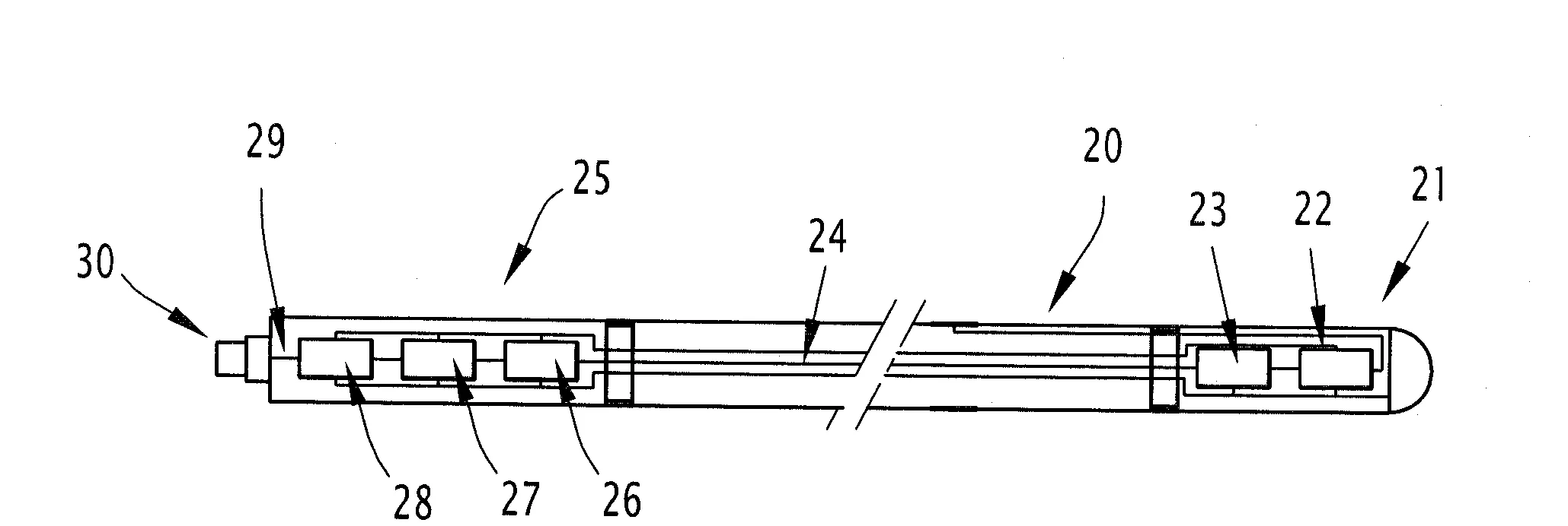 Engin sous-marin equipe d'un treuil de deploiement d'une antenne filaire