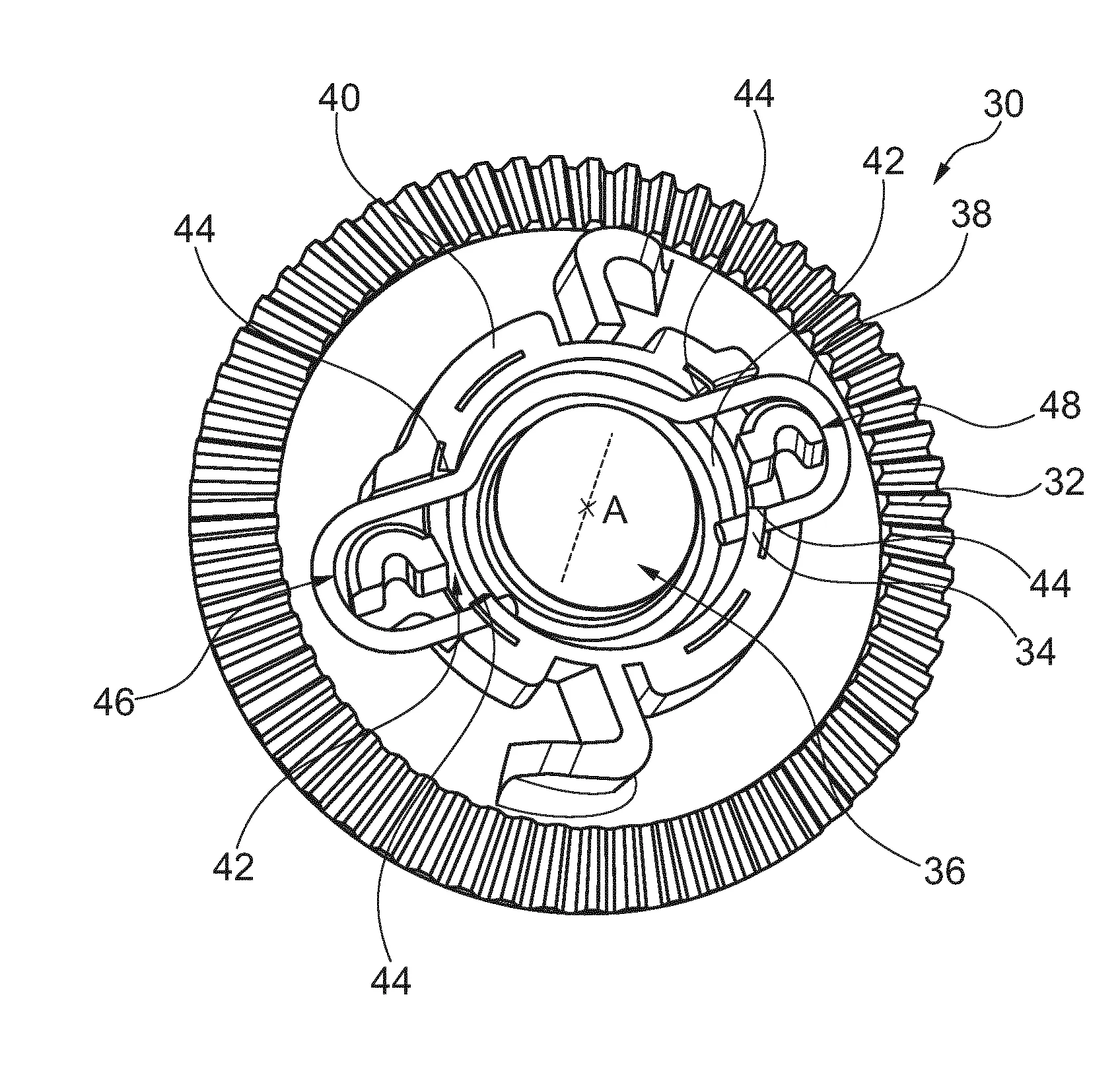 Dispositif d'entrainement en rotation et vanne de circulation de fluide le comprenant