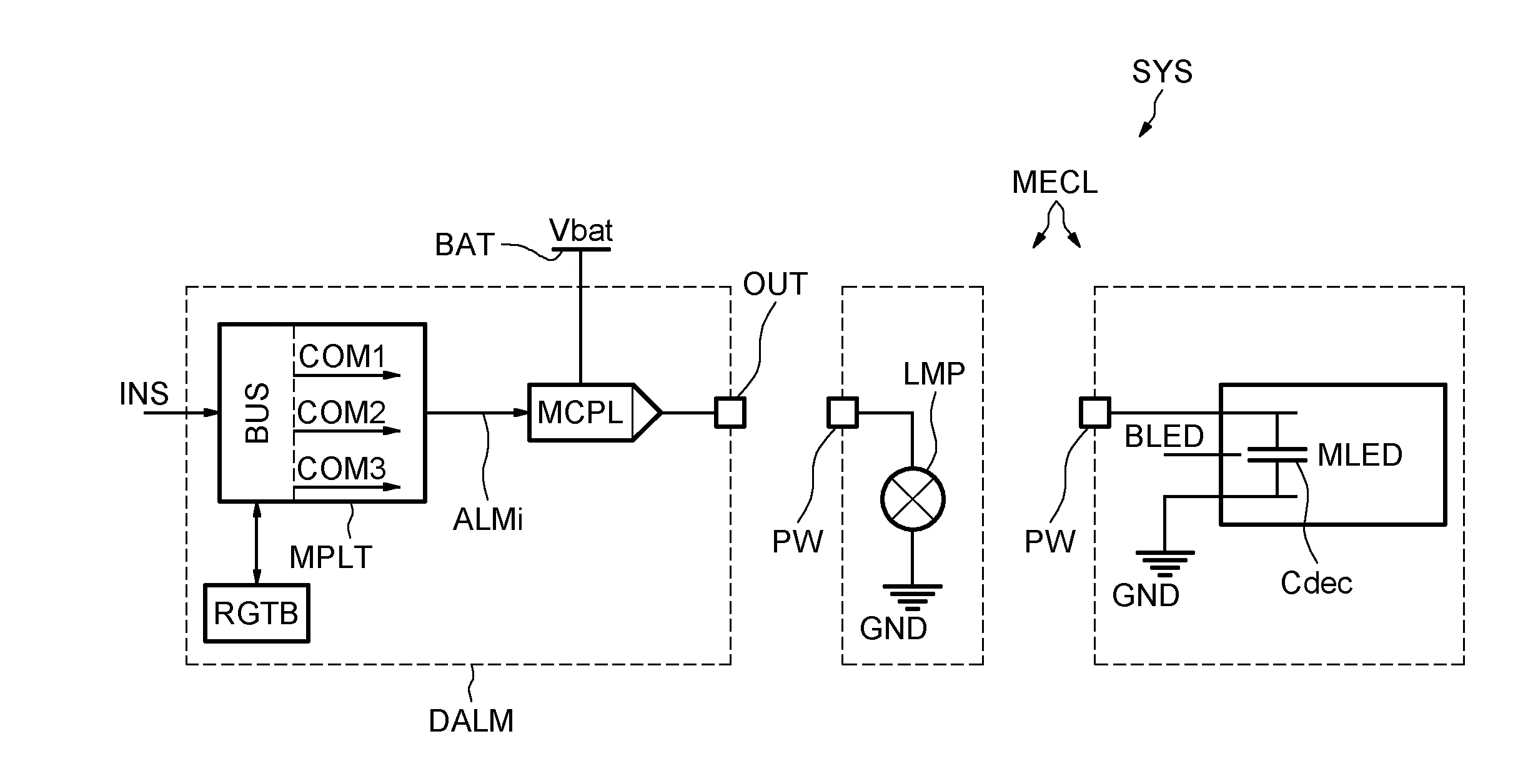 Dispositif d'alimentation selective de lampe a incandescence ou de diode electroluminescente