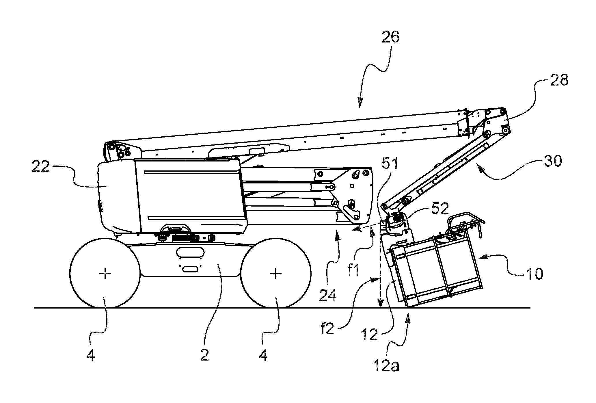 Nacelle elevatrice a placement automatique en position compacte de transport