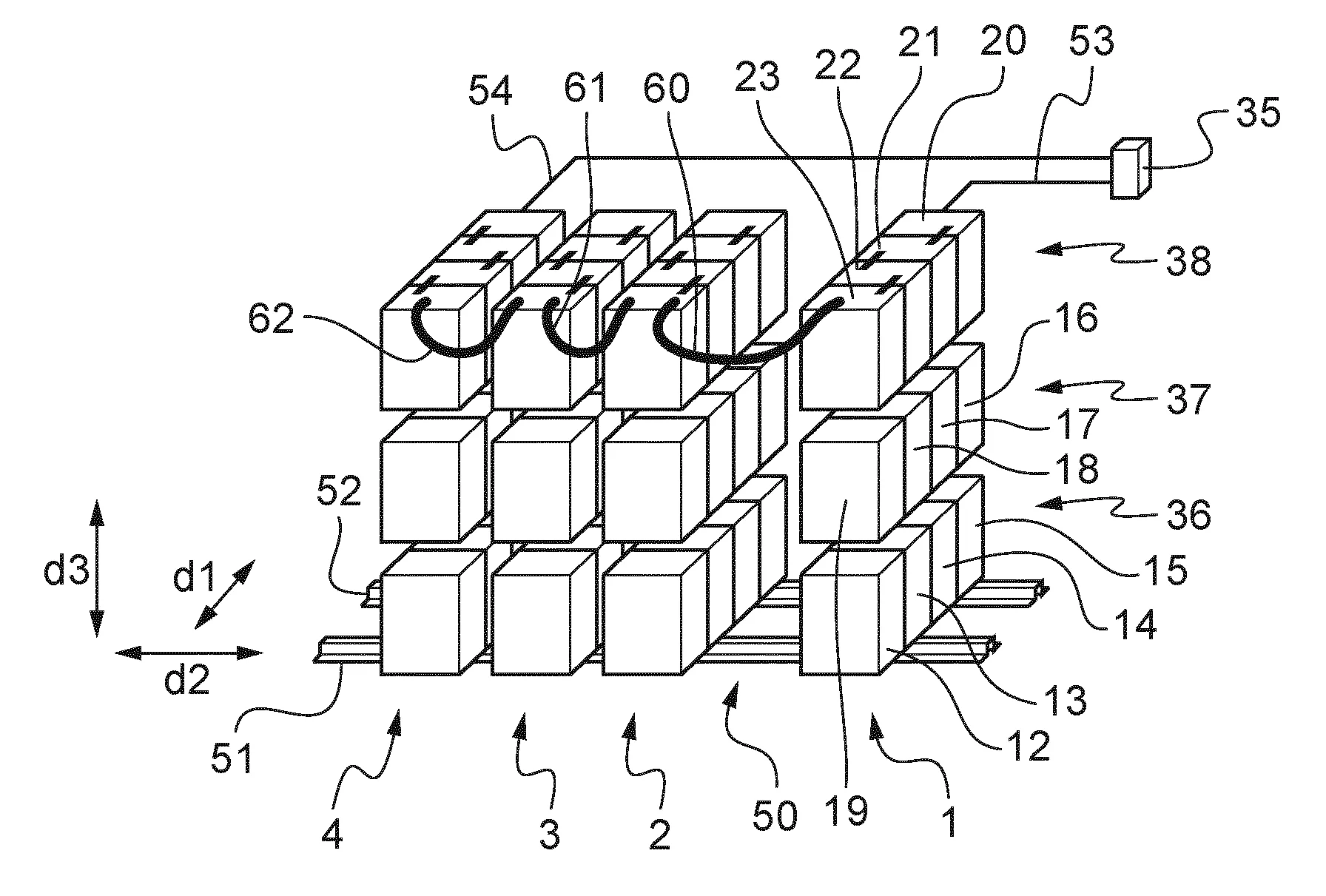Ensemble multi-batteries et conteneur comprenant un tel ensemble