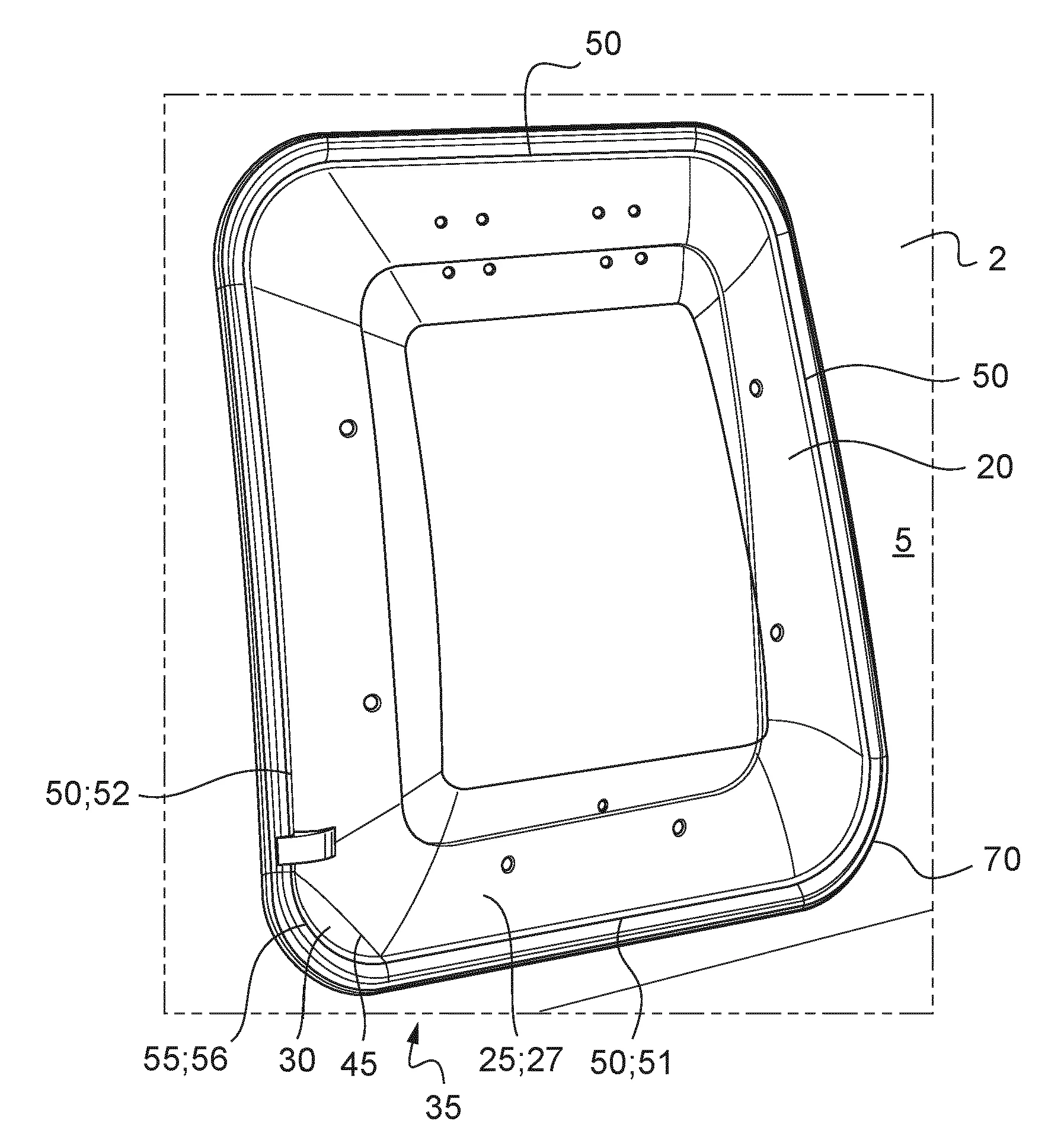 Hublot largable de vehicule et vehicule.